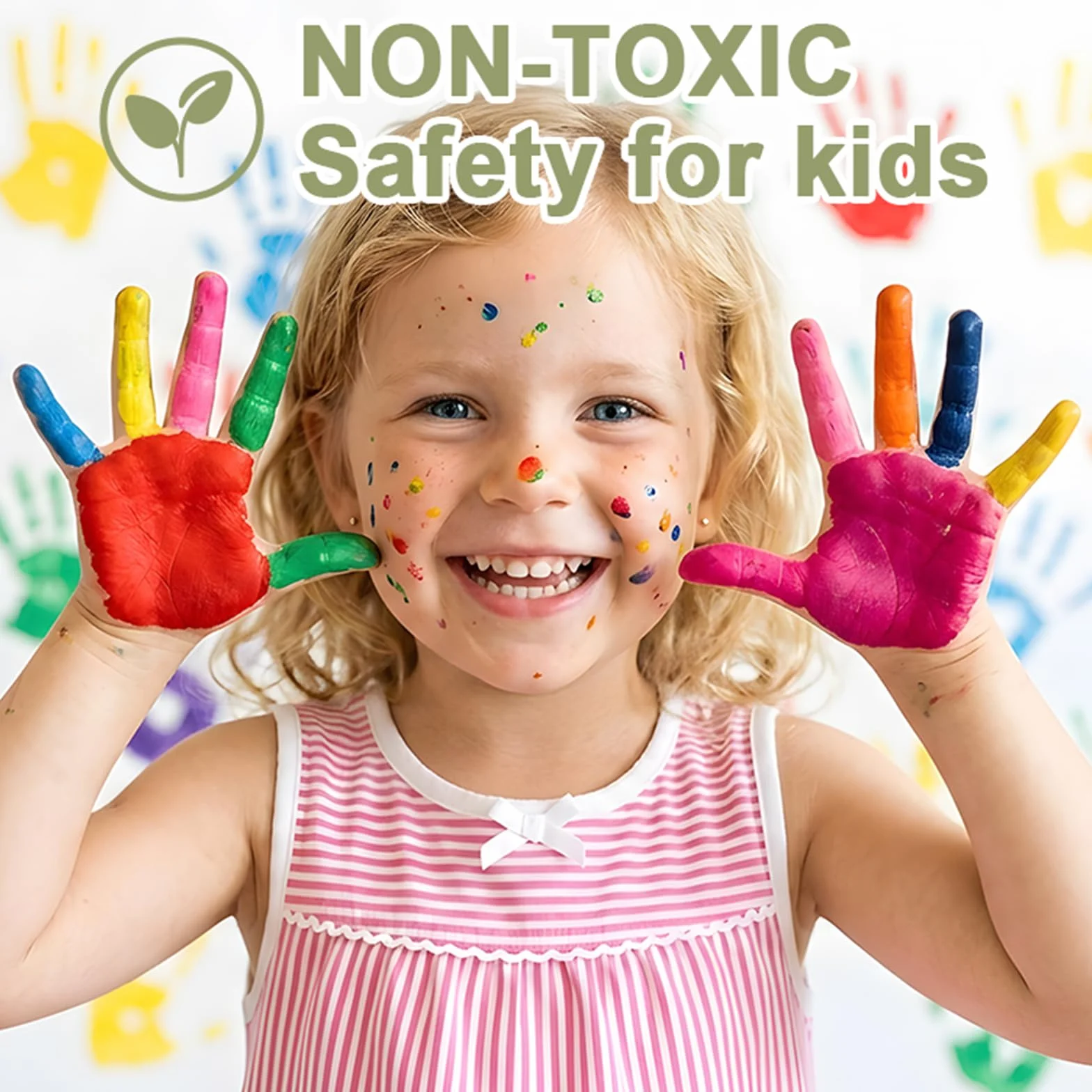ABEIER Pinturas de dedos para niños, no tóxicas, 8 x 2 oz en polvo, lavable, color natural, pintura para huellas dactilares, accesorios de pintura seguros para guardería, escuela, aprendizaje temprano