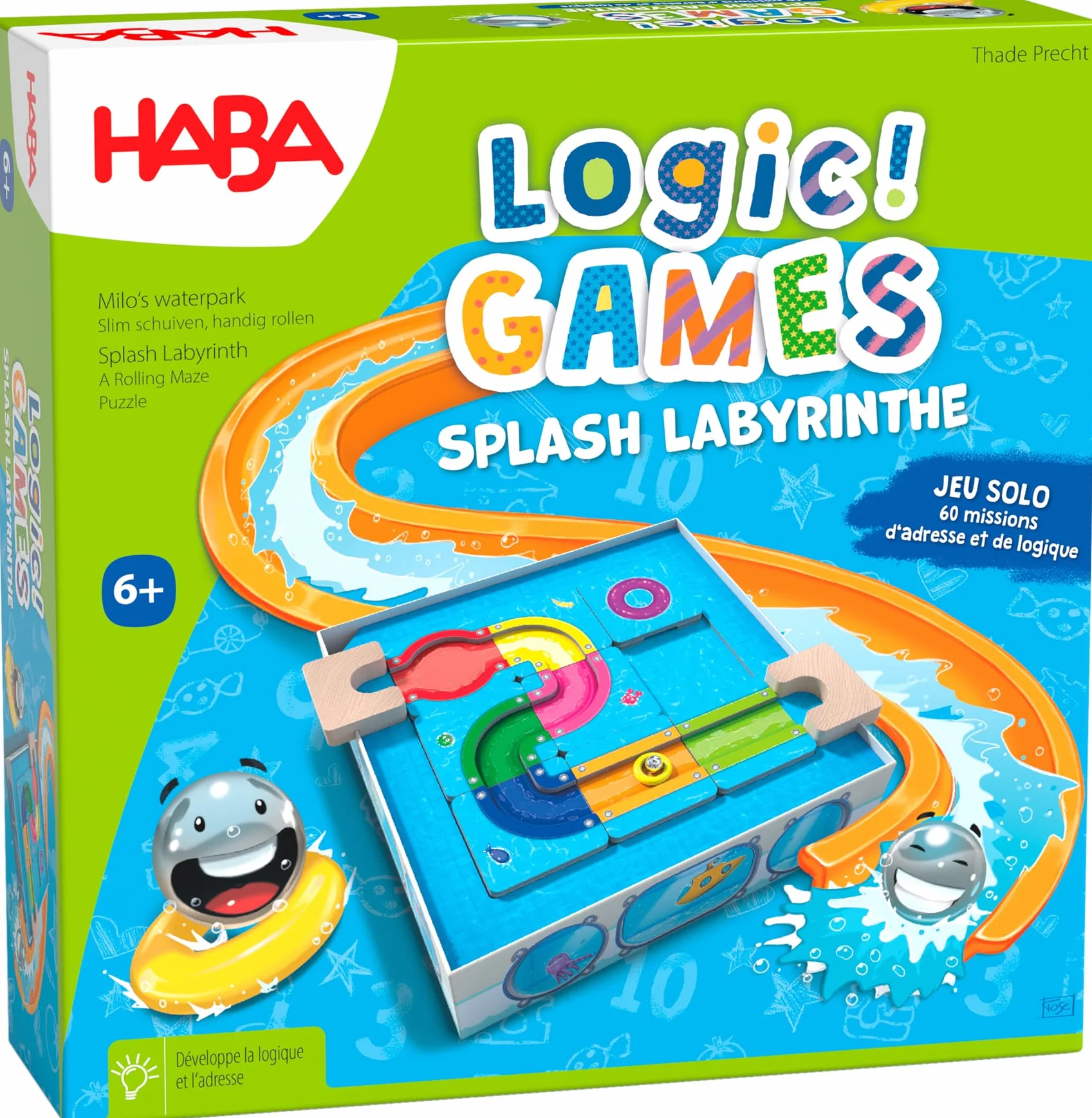HABA - Lógica! Games 306824 Splash Laberinto - Juegos de Mesa - 60 Rompecabezas - 6 años y más