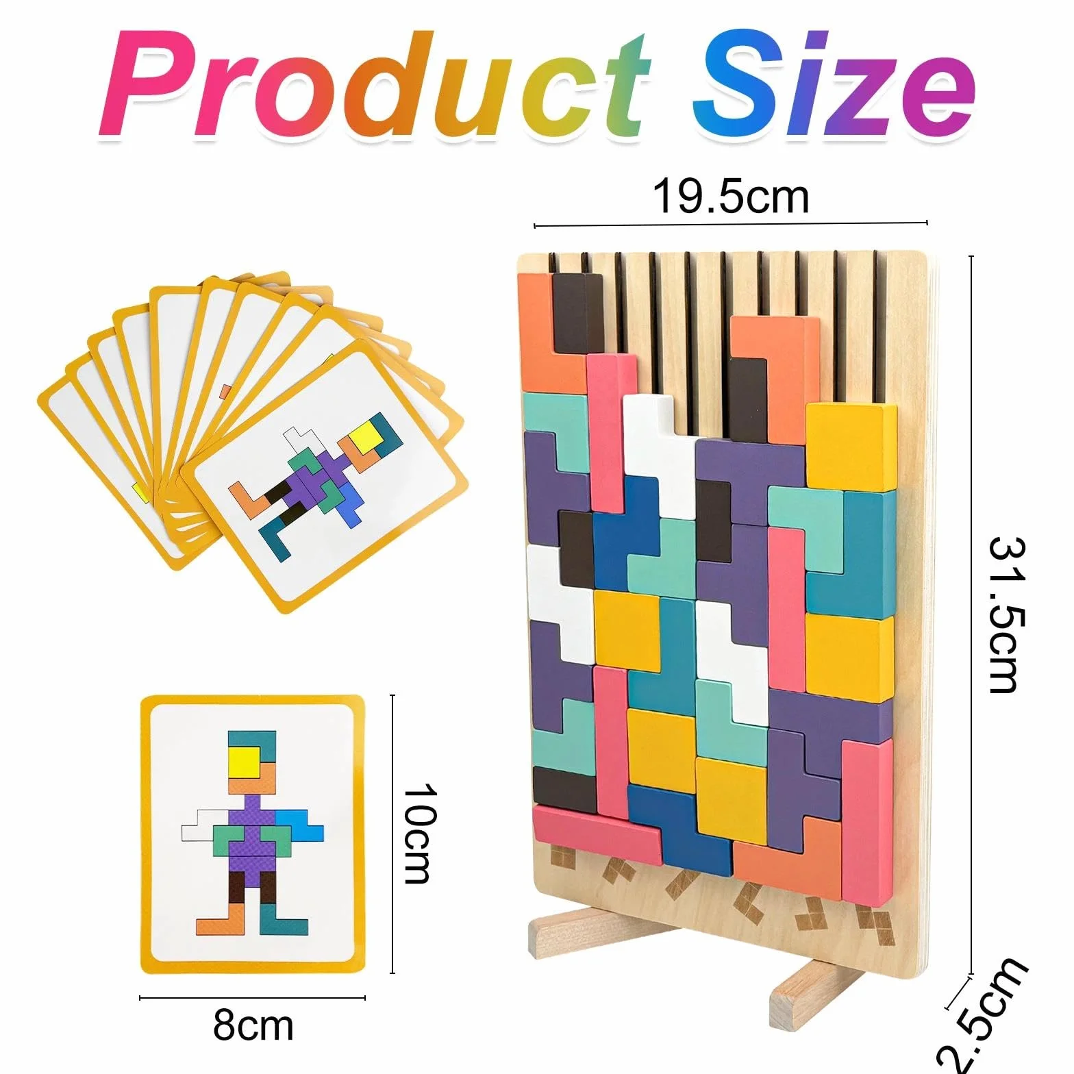 Rompecabezas Niños con 10 Tarjetas, Rompecabezas Madera, Juguete Educativo en 3D, 3D Juguete Educativo Montessori para Niños, Juegos Montessori, Tetris Juegos Montessori para Partir de 3 Años