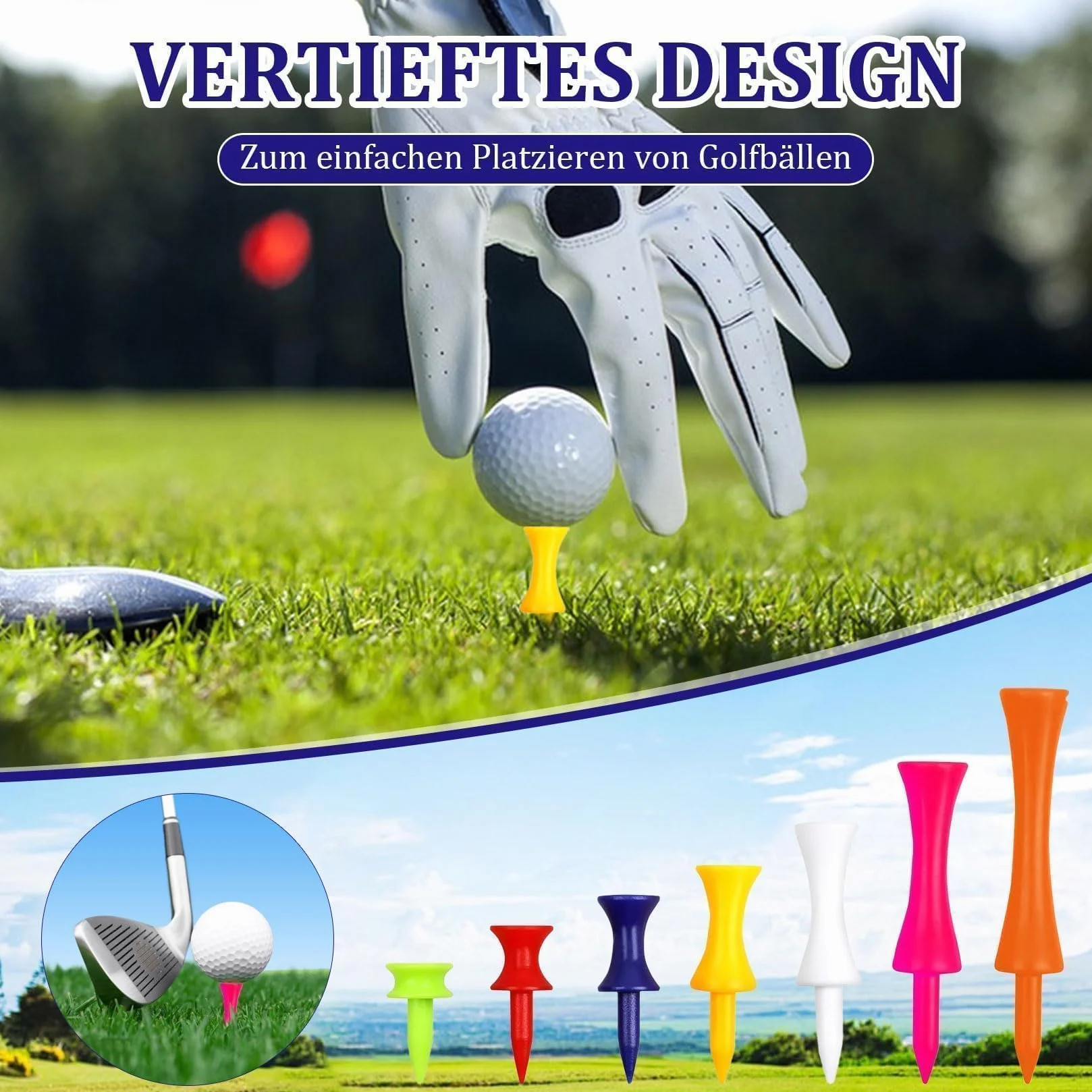Tees de Golf Plástico Reutilizables para Práctica de Golf Accesorios