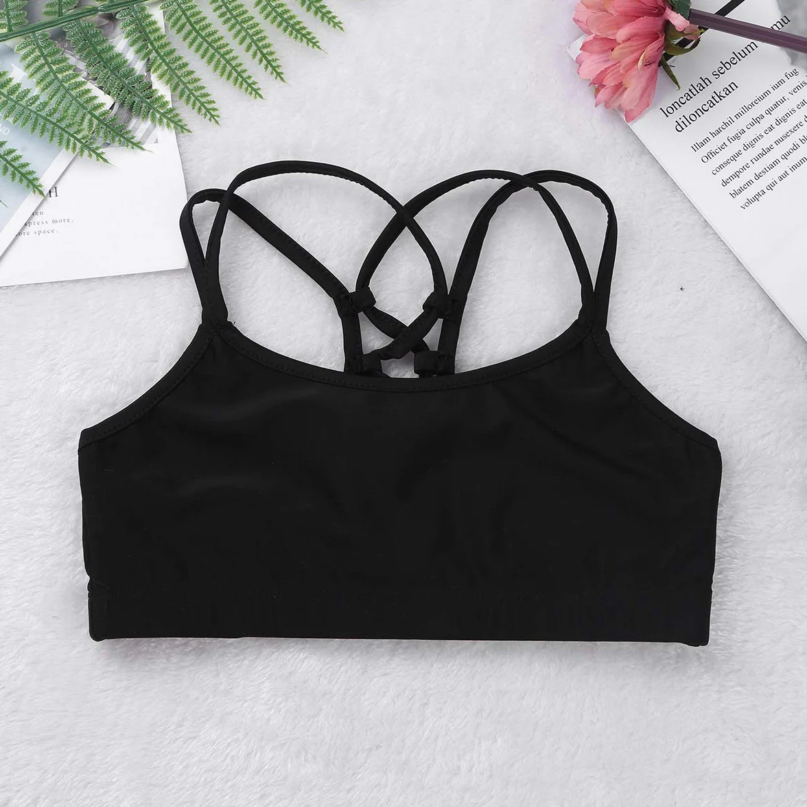 TiaoBug Tank Top de Tirantes Deporte para Niñas Danza Gimnasia Running Sujetador Deportivo Elástico Básico