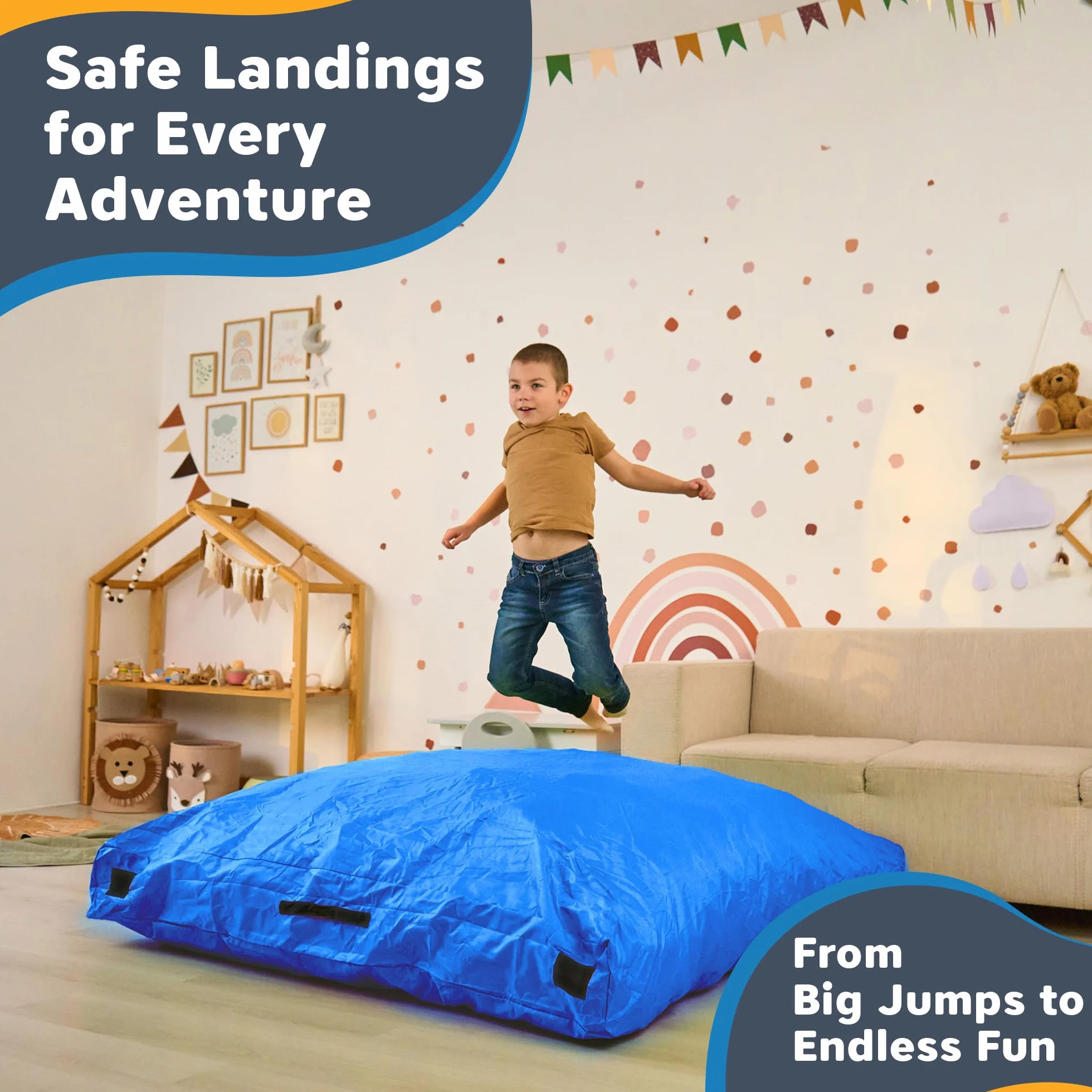 SaferBounce Sensory Crash Pad para Niños 152 x 152 cm Colchoneta Autismo Alfombra Espuma Infantil Escalada Gimnasia