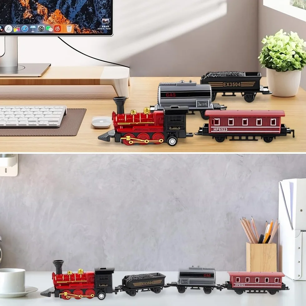 Mini Tren Tráfico - Mini modelo de vapor, Juego retro de vapor, Pequeño adorno de tren creativo, Suministros para Vapor Tema Cumpleaños