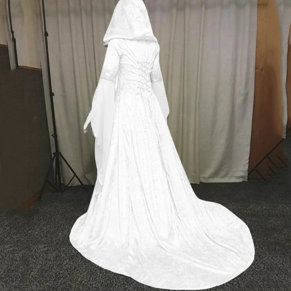 Disfarce Carnaval Mulher Vestido Medieval para Mujer con Mangas Trompeta Disfraz Medieval Medieval corsé de Manga Acampanada Bruja de Mujer Halloween, Fiesta, Princesa, Disfraz