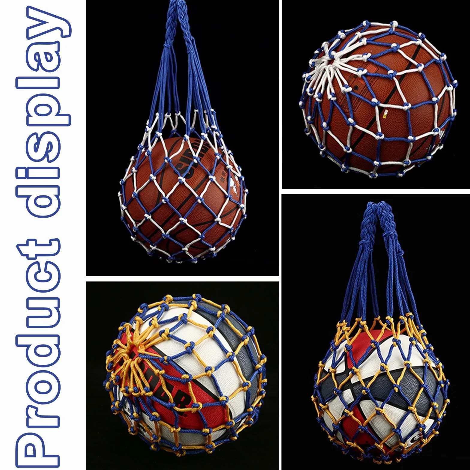 Bolsa de Globo de Malla 5 Piezas con Aguja Inflable para Fútbol, Baloncesto, Balonmano