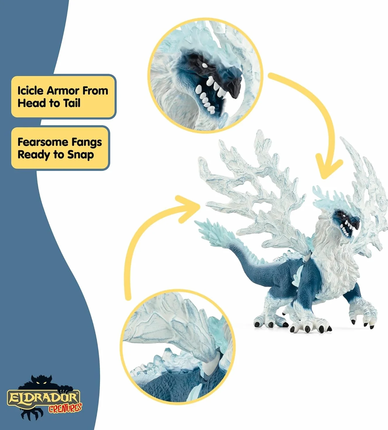 Schleich ELDRADOR Creatures | Dragón de Hielo 70790 | Figura de Monstruo con alas móviles y Elementos Transparentes | Regalo para niñas y niños | Juguete a Partir de 7 años | 20 x 15 x 13 cm