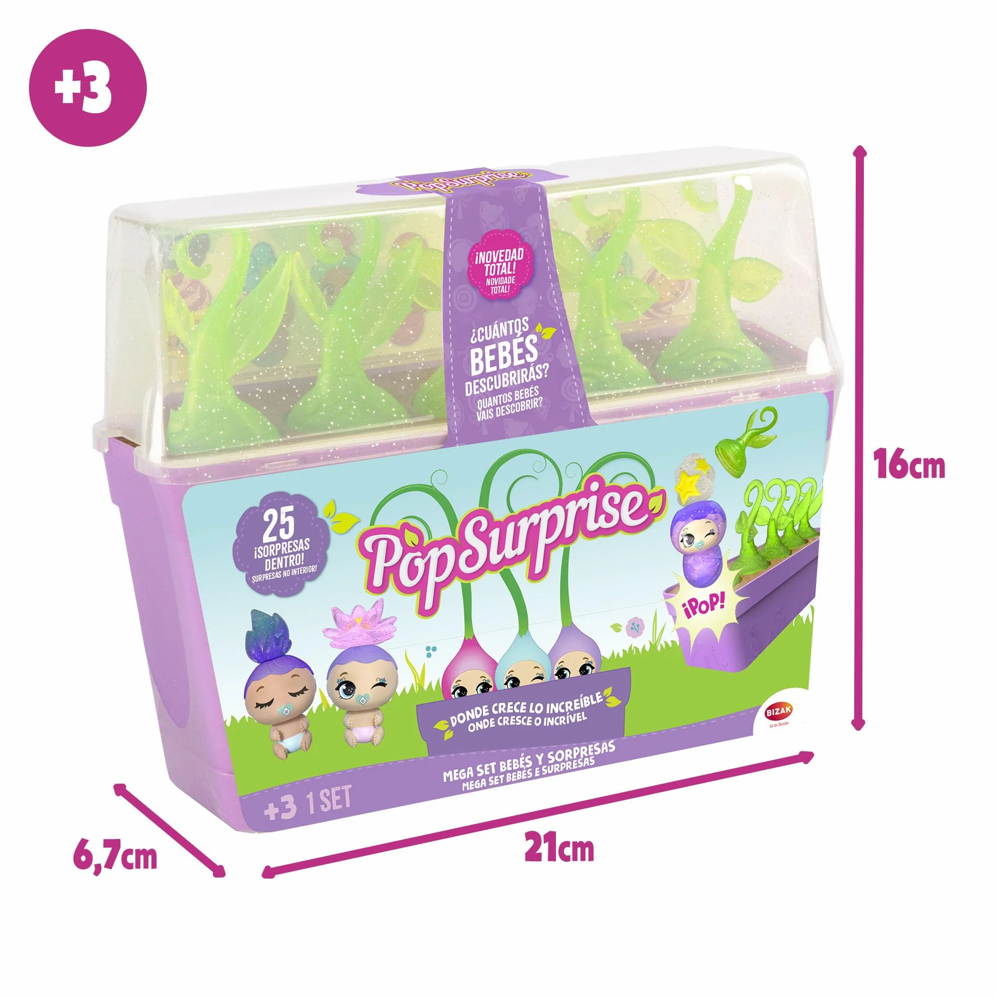 Bizak Pop Surprise Mega Set Bebés y Sorpresas, 5 cápsulas con bebés, Accesorios y Piscina, Gender Reveal, Disfraces Intercambiables, +50 para coleccionar, a Partir de 3 años (64580002)