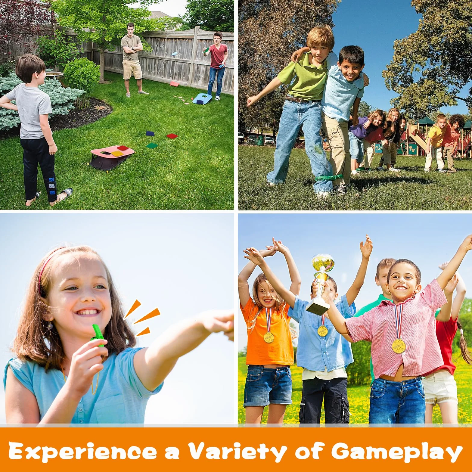 Juegos Exterior Niños Jardin 4 in 1 Kit de Carreras de Sacos