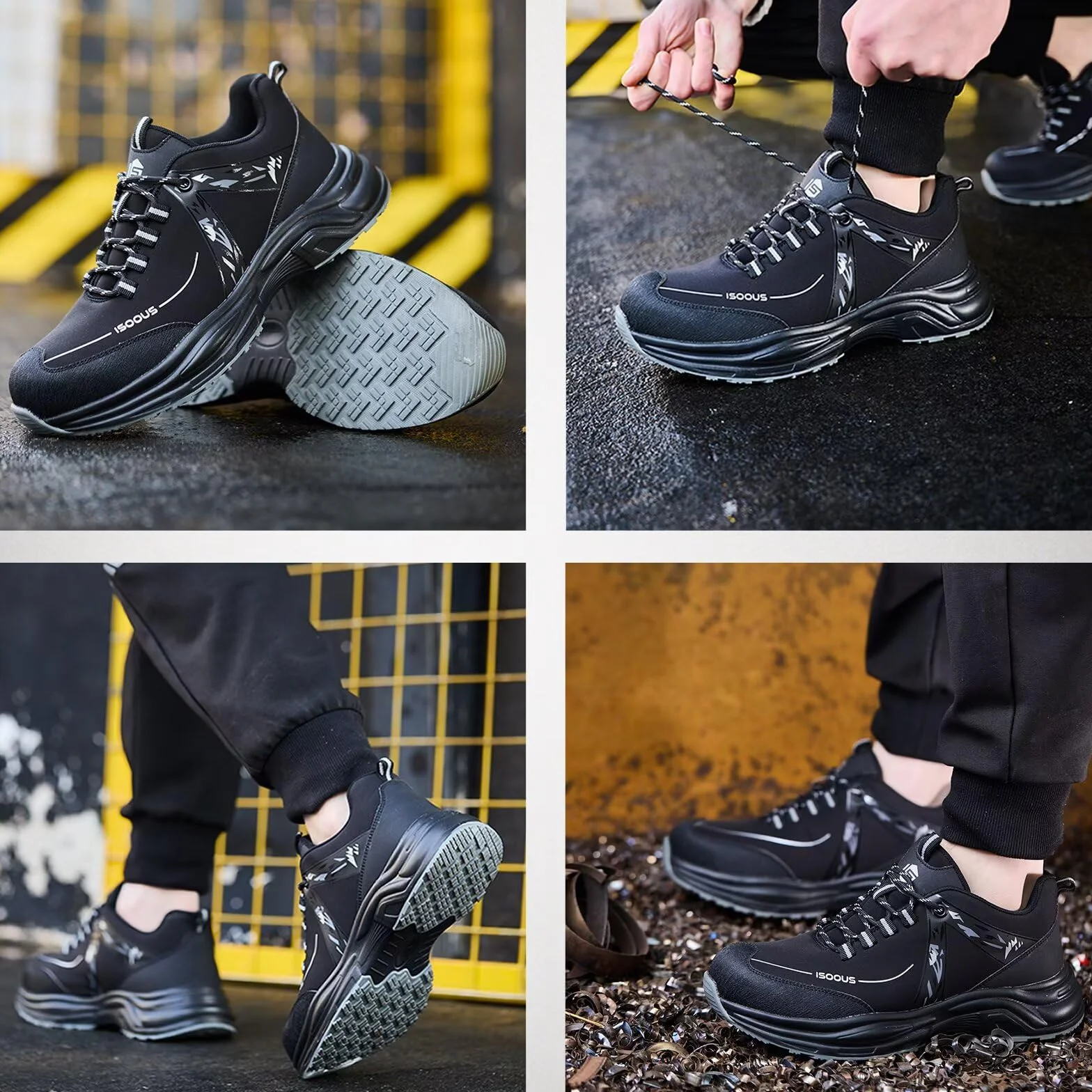 Zapatos de Seguridad con Punteras de Acero Antideslizante para Hombre Mujer