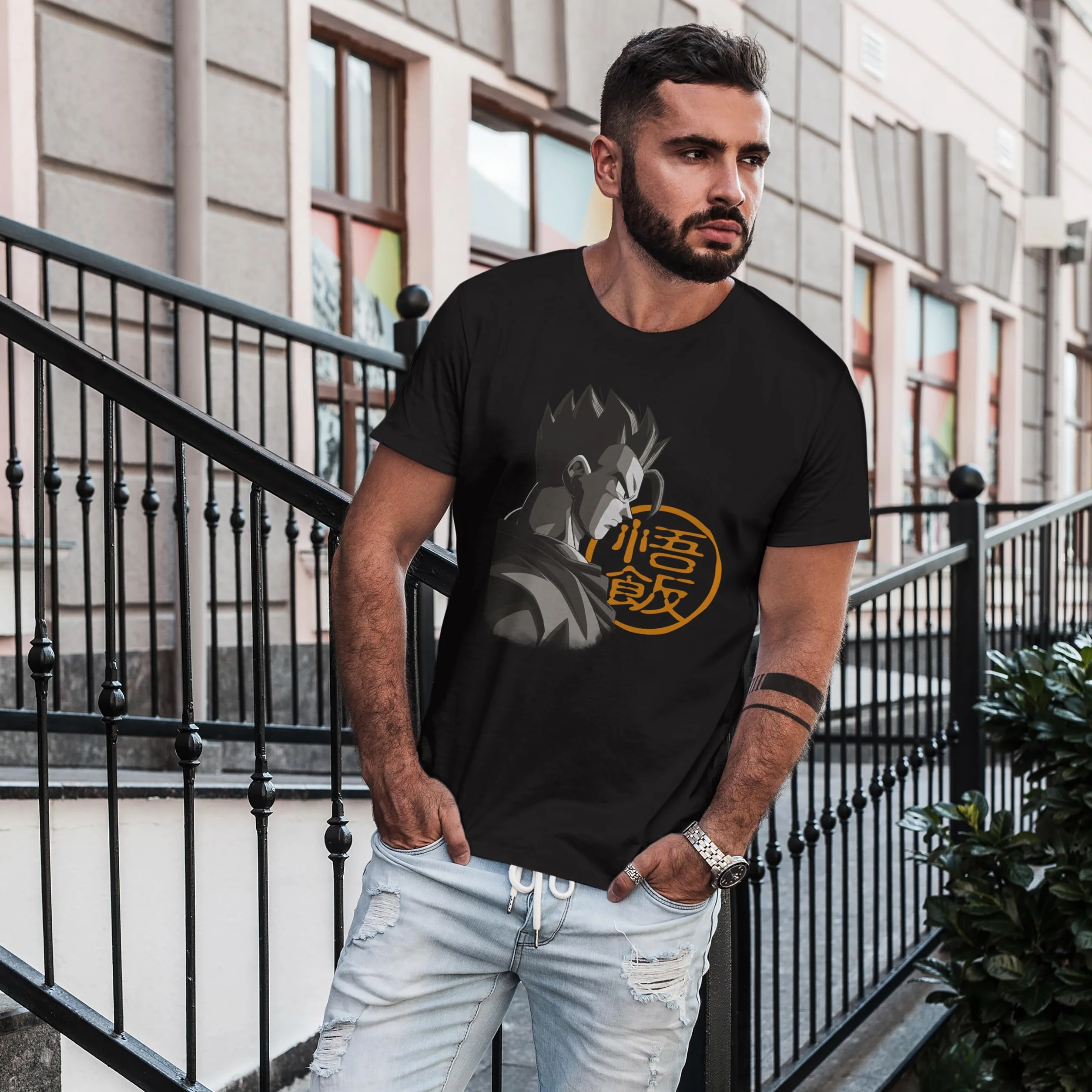 Dragon Ball Z Camiseta Hombre Gohan Oficial Licenciado Negro