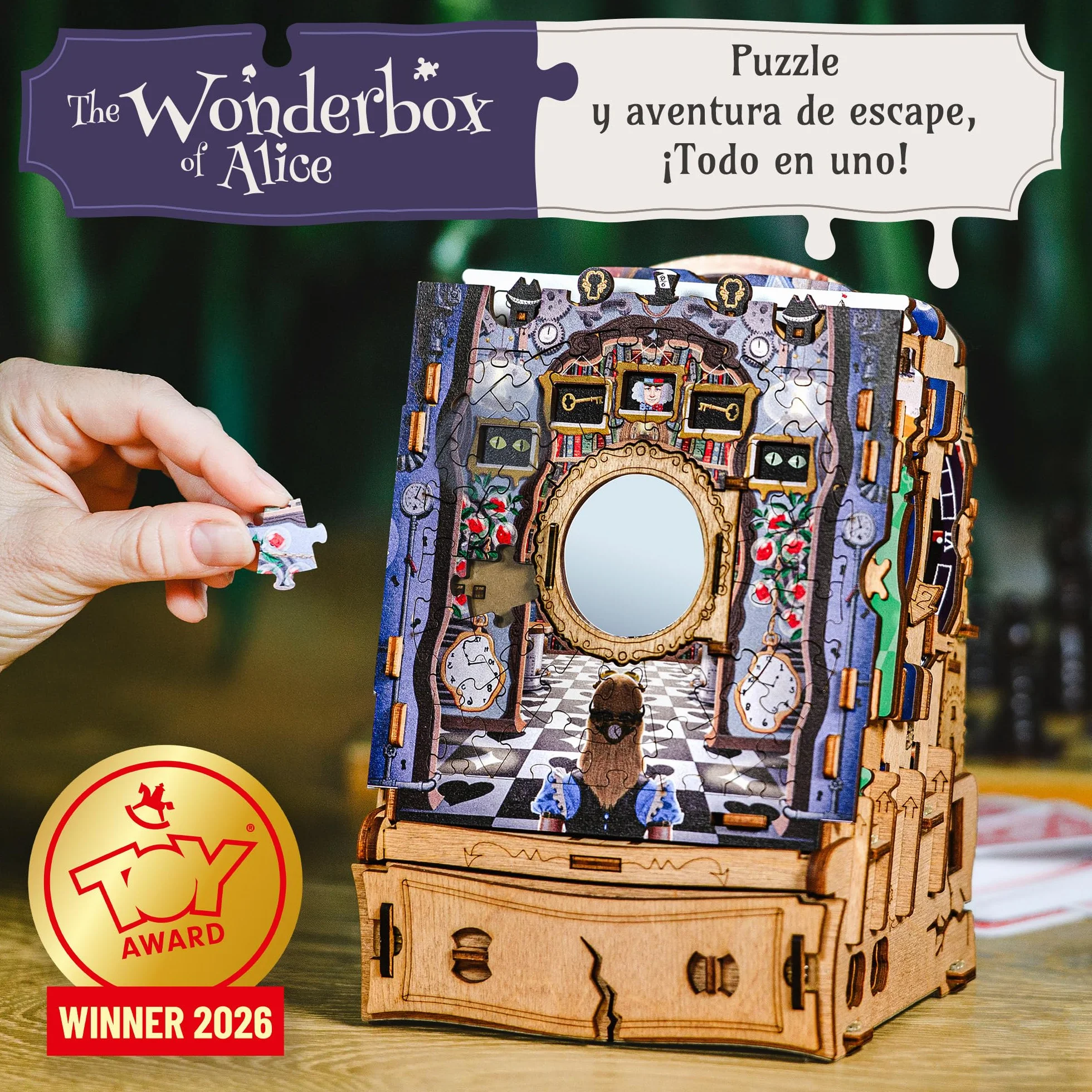 iDventure Cluepuzzle Wonderbox of Alice | Juego de Escape Room 3D Puzzle | Alicia en el País de Las Maravillas | Caja de Regalo