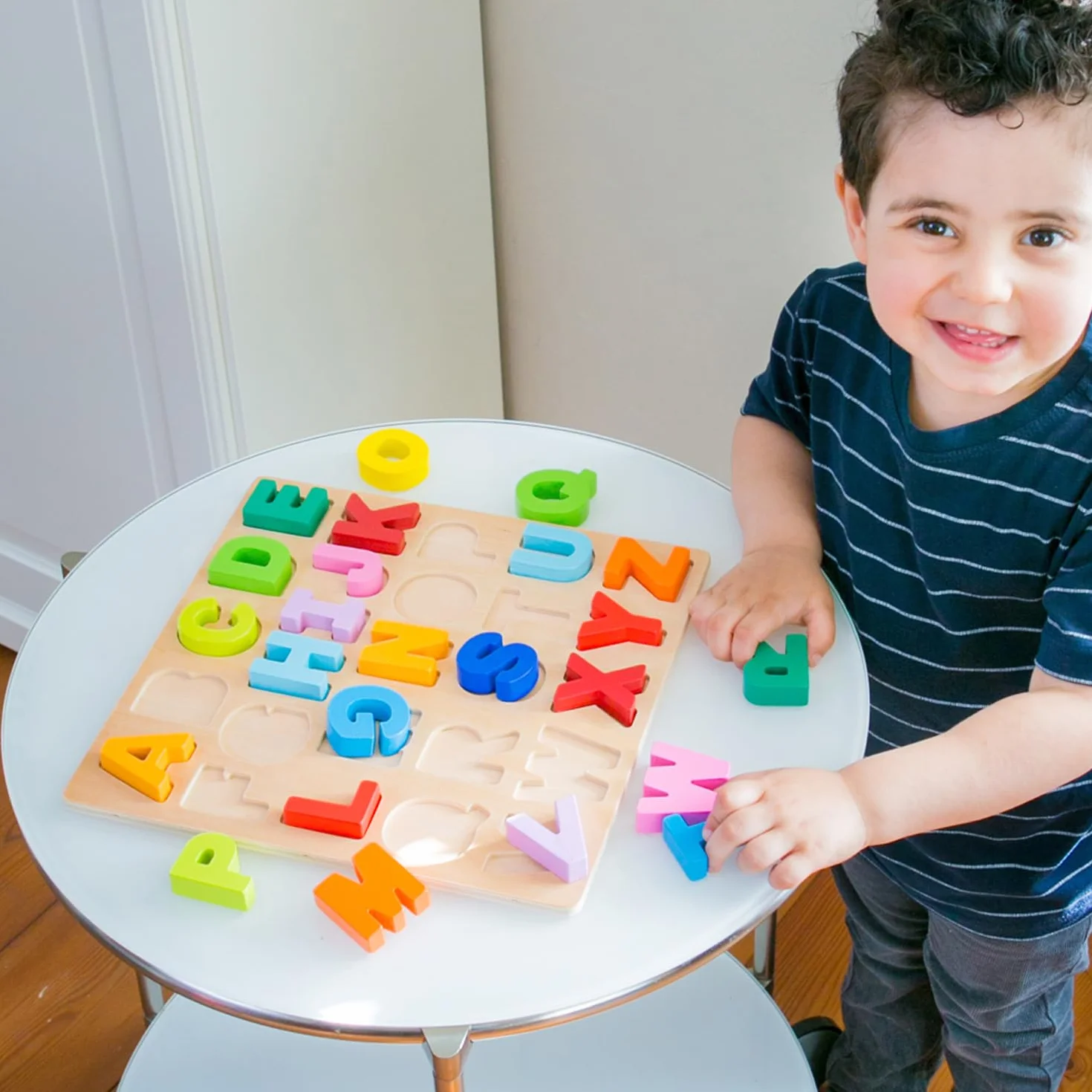 Puzzle Alfabeto Madera Montessori Letras Mayúsculas Aprender ABC Lectoescritura Preescolar A Partir de 2 Años