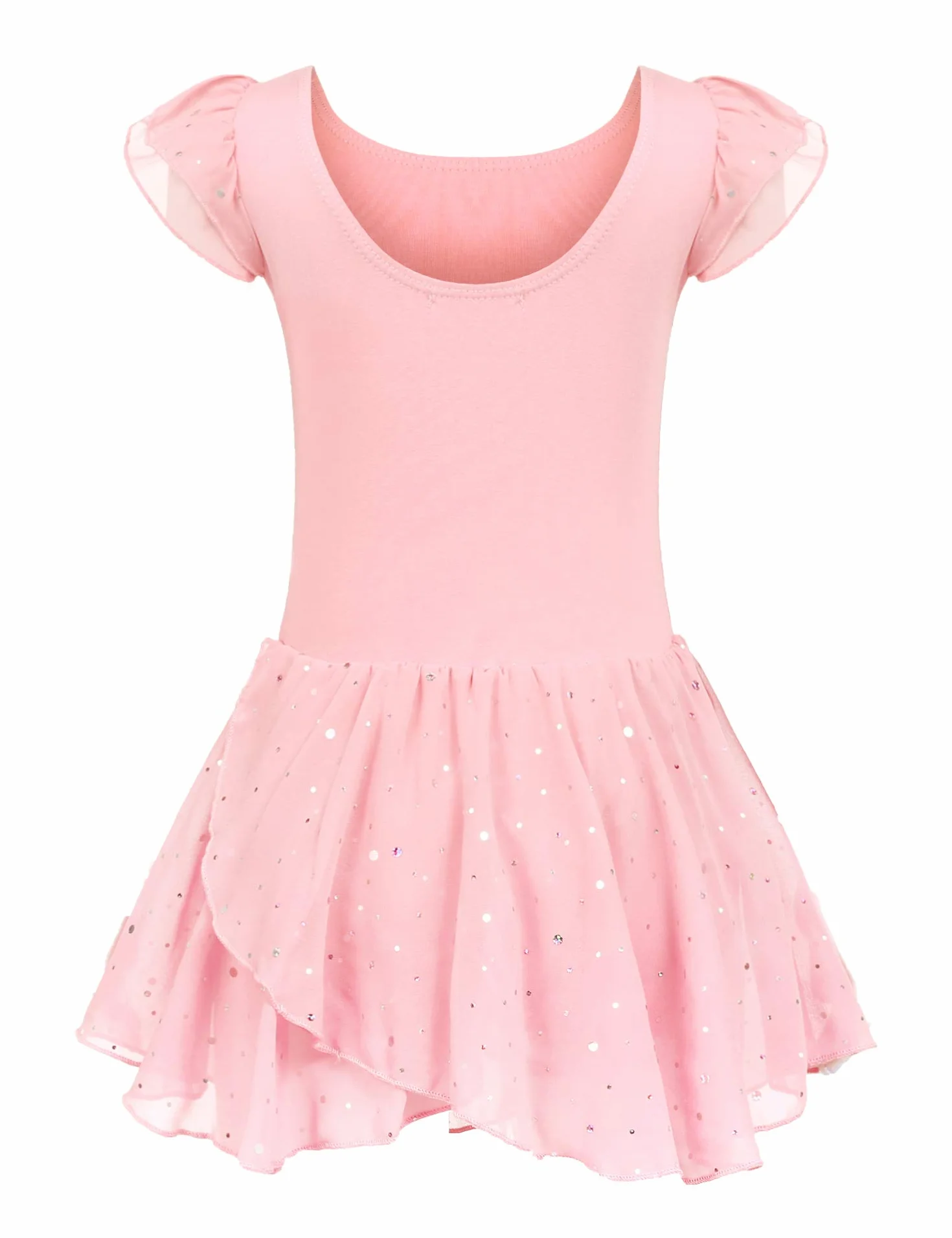 Trudge Ropa de Ballet para Niñas - Vestido Manga Corta de Algodón con Leotardo y Falda Tutú