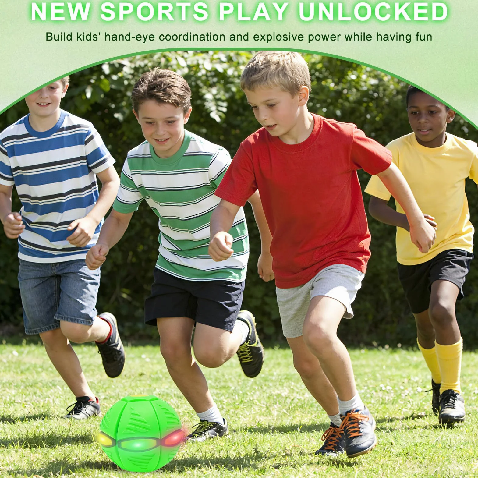 Platillo Volador mágico, Mini Frisbee Transformable en Balón, Flat Ball , Nueva Bola mágica de 2026 con 6 Luces, Bola Voladora, Pelota Voladora para Niños, Regalo Niño Innovador, Juguete para Perros