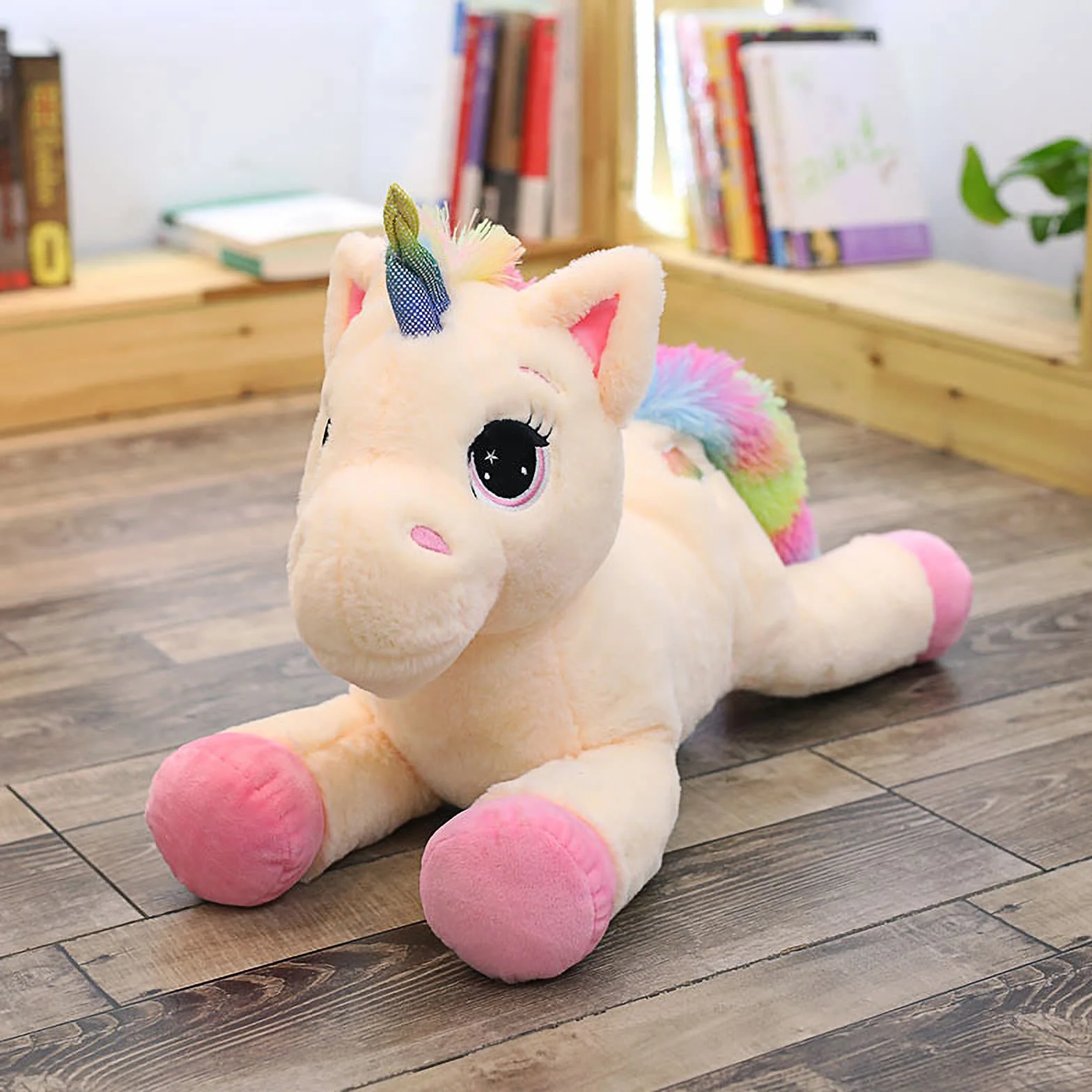 Trayosin Peluche de unicornio de 40/60 cm de alto, muy suave, con unicornio, para niños, niñas, regalo (beige y rosa, 40 cm)