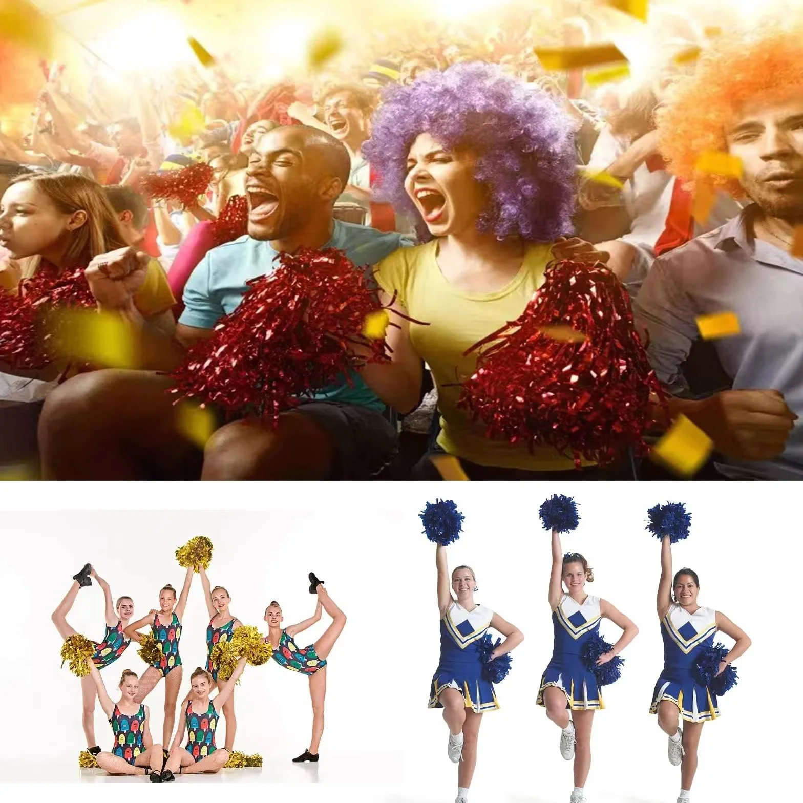 Pompones animadora multicolor para partidos deportivos