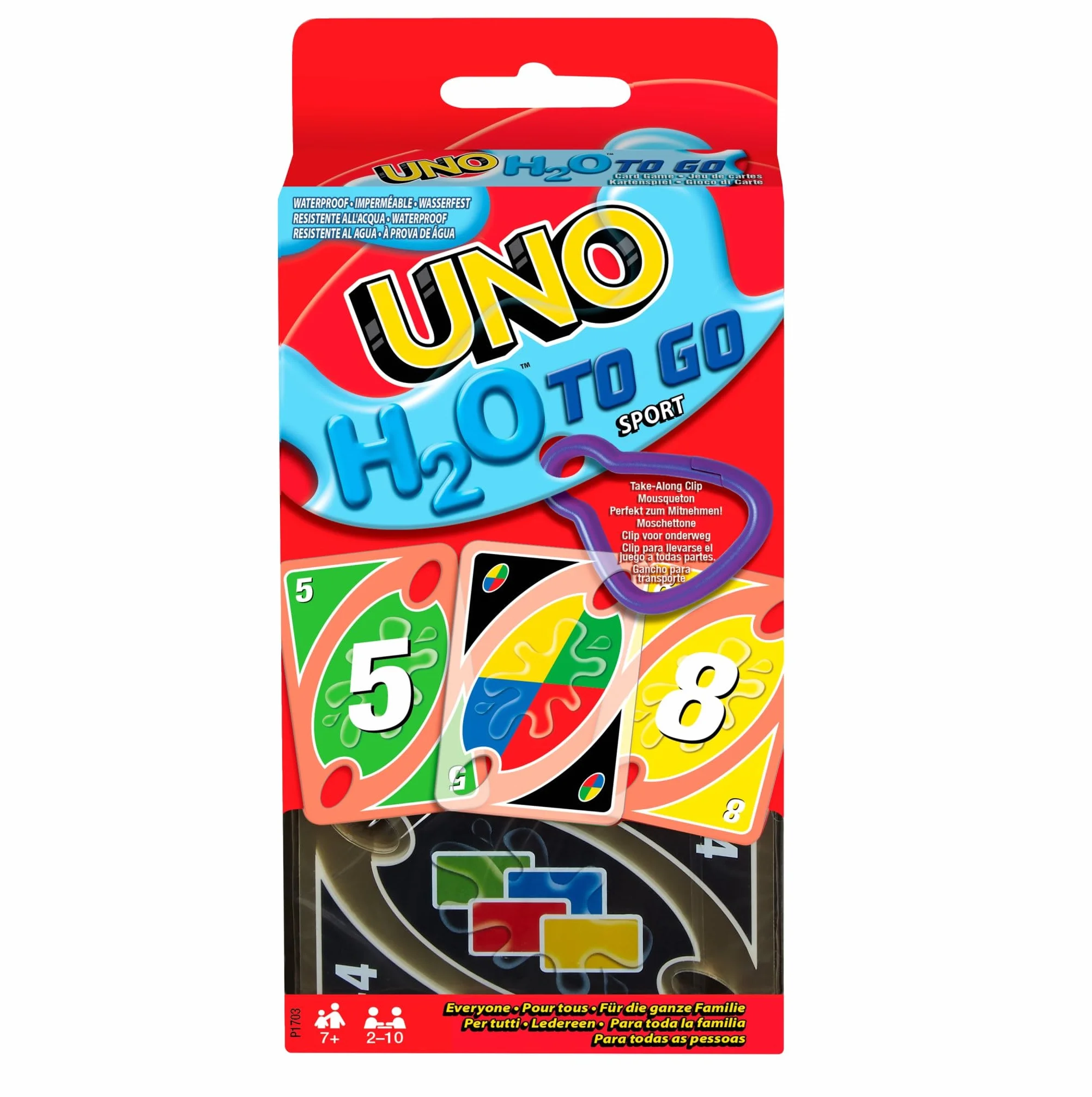 Mattel Games UNO H20 To Go Juego de Cartas Resistentes al Agua +7 años Playa Nieve Viajes P1703