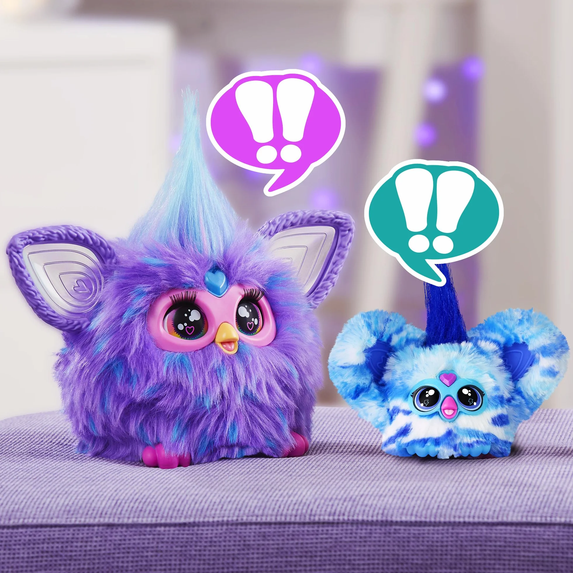 Furby Furblets, Miniamigo Ooh-Koo, Más de 45 Sonidos, Música Rock y Frases en Furbish, Peluche electrónico para niños y niñas a Partir de 6 años, Azul y Blanco