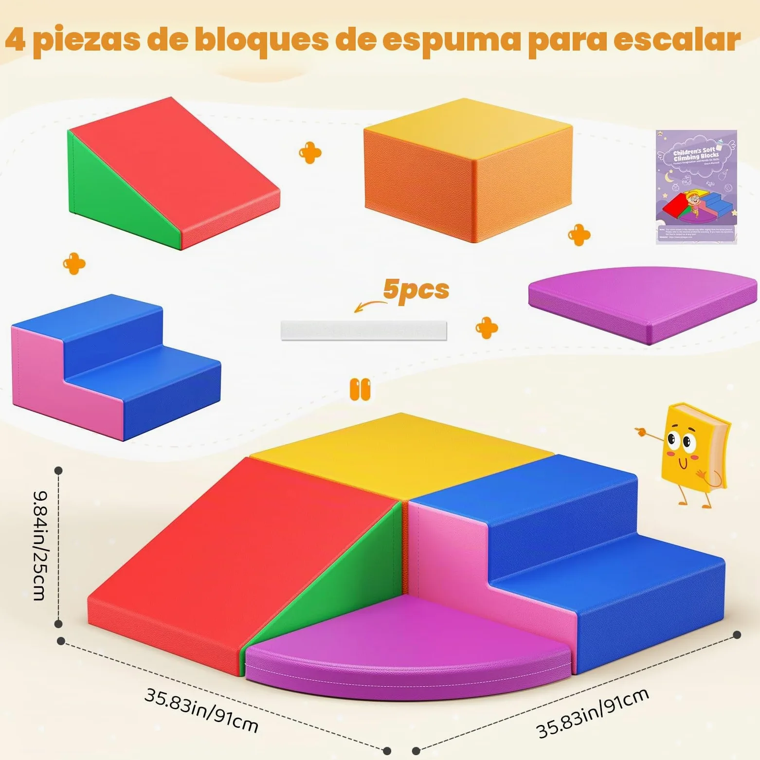 Bloques de espuma para niños, bloques de espuma grandes, bloques de escalada para interiores, marcos de escalada para niños (4 unidades)