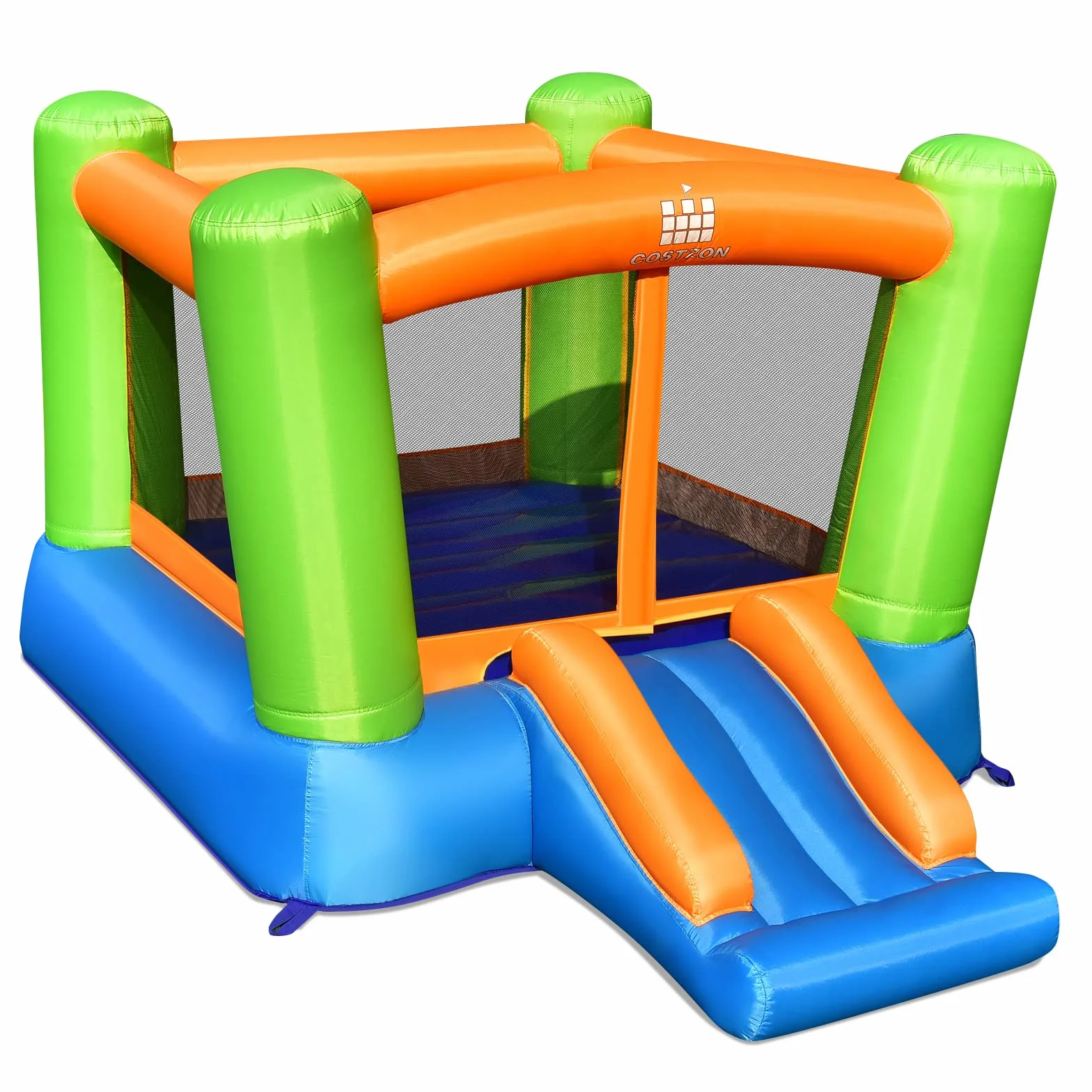 COSTWAY Castillo Hinchable, 2 en 1 Castillo Hinchable para Niños 3 a 10 años, 250 x 195 x 143 cm, Insuflavel Crianças Interior Exterior (sin Solplador)