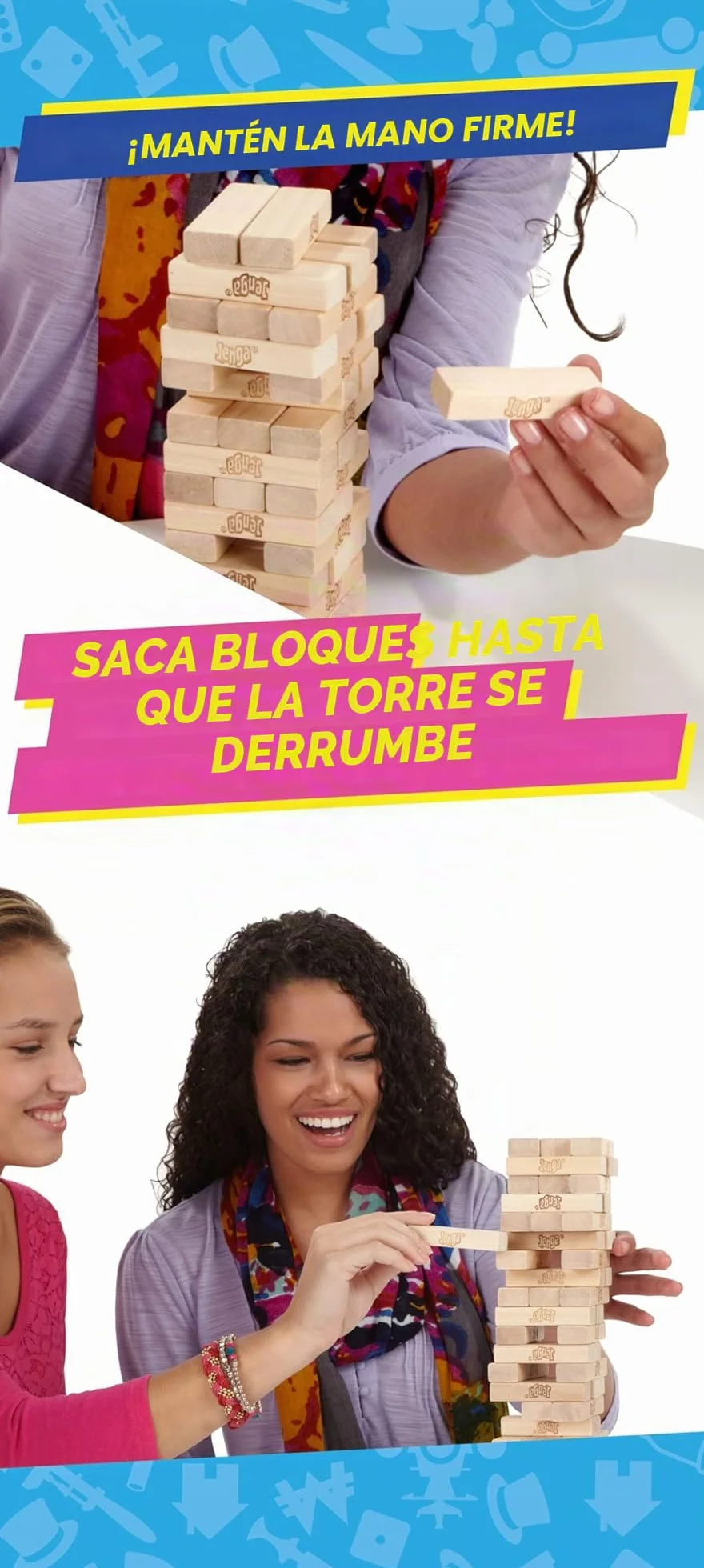 Hasbro Gaming Jenga, Juegos de Mesa para Niños y Niñas de 6 Años o Más, Fiestas con Amigos, Habilidad y Estrategia