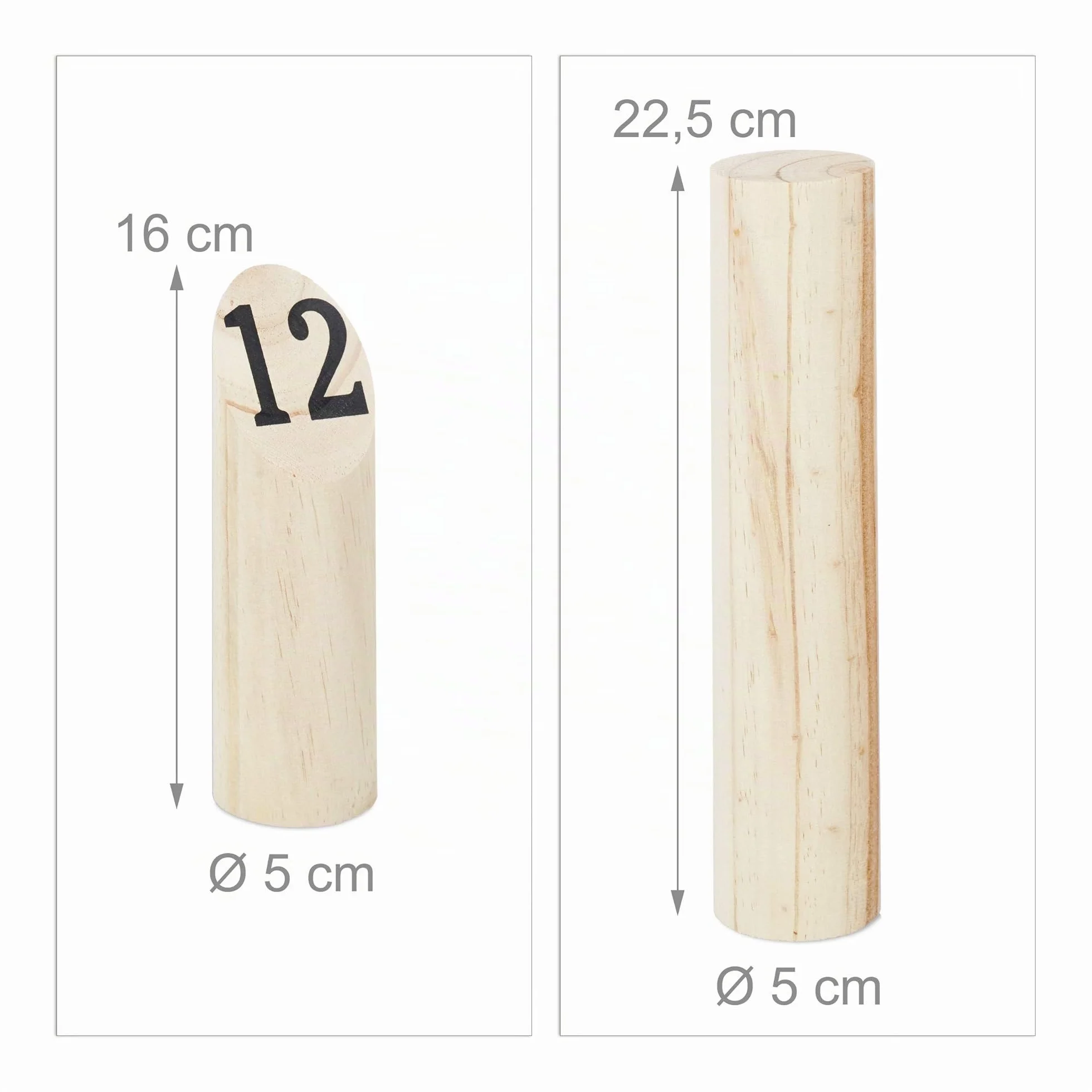 Relaxdays Kubb Viking Game, Juego de Lanzamiento finlandés, Madera Natural, Juego al Aire Libre, Adultos y niños