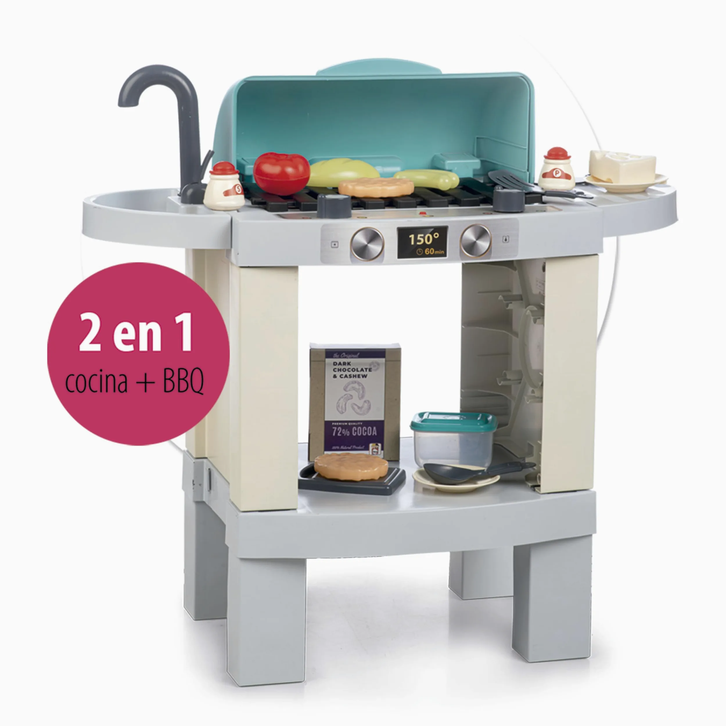 Chicos - Cocina de Juguete 3en1 Kitchen XL | Cocinita Infantil con Luces, Sonidos y Efecto Real | Barbacoa Transformable, 31 Accesorios, Tecnología Fotocromática | Niños 3 4 5 Años (85124)