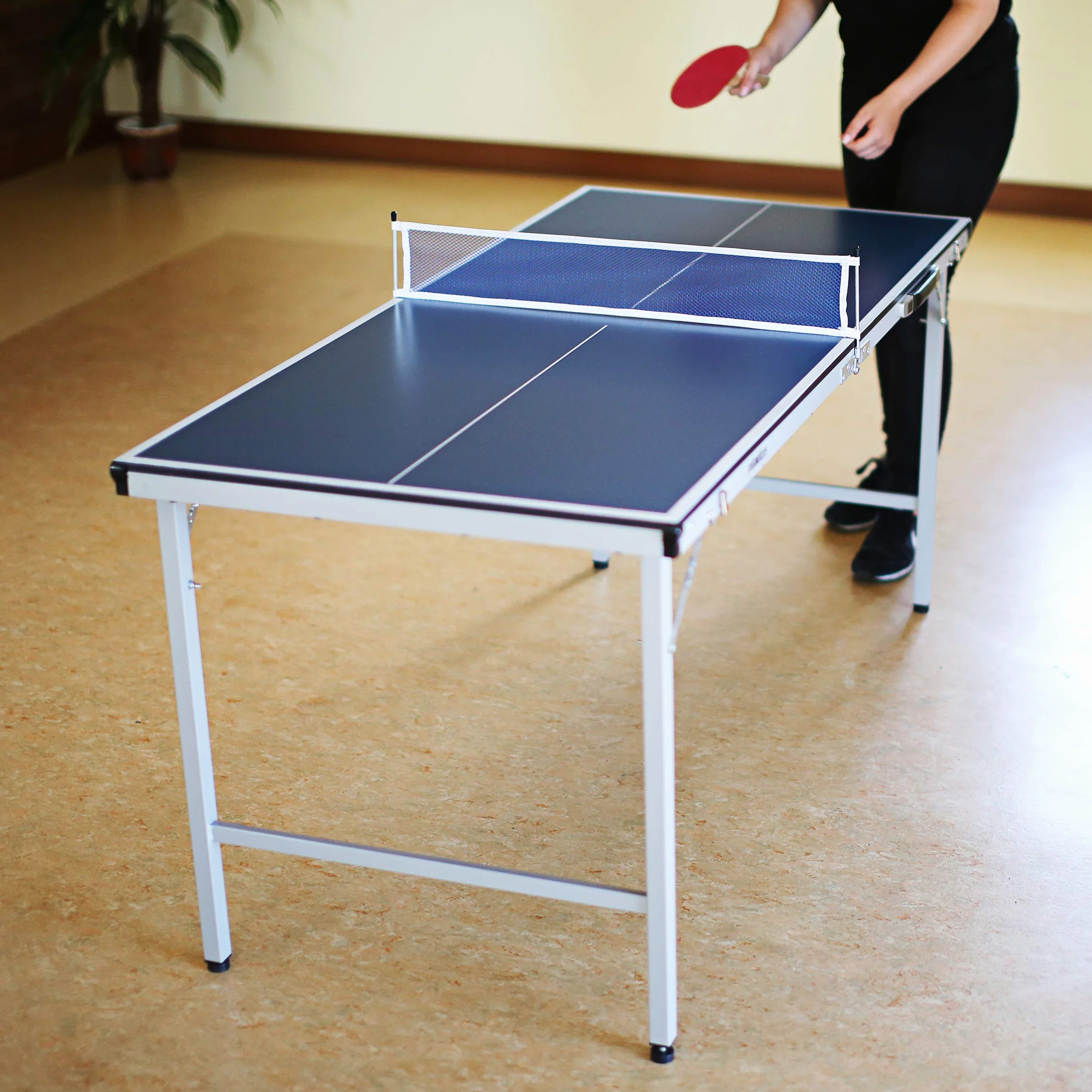 Relaxdays Mesa Ping Pong Exterior Plegable con Red, Pelotas y Raquetas, 150 cm