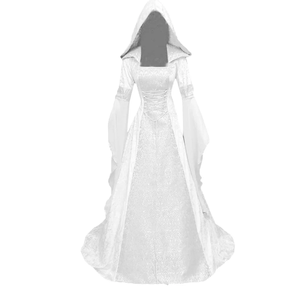Disfarce Carnaval Mulher Vestido Medieval para Mujer con Mangas Trompeta Disfraz Medieval Medieval corsé de Manga Acampanada Bruja de Mujer Halloween, Fiesta, Princesa, Disfraz