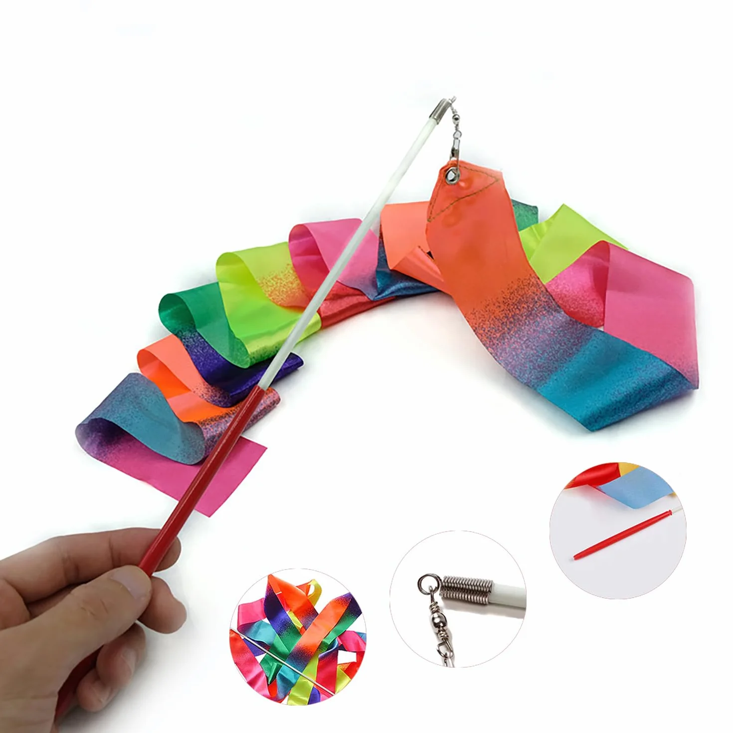 DaiUni Cintas de Baile, Danza rítmica, Gimnasia Rítmica Niña, 2 pcs Brillantes y Degradados