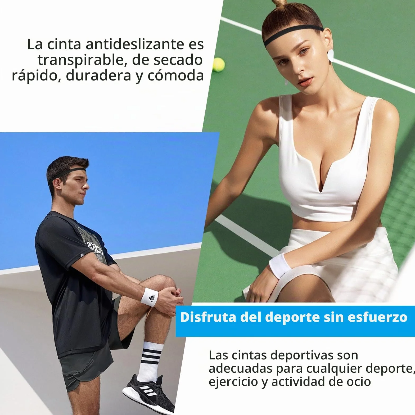 Blooms Cinta Pelo Deporte 6 Piezas Diadema Elastica Antideslizante Deportivas para Yoga Jogging Correr