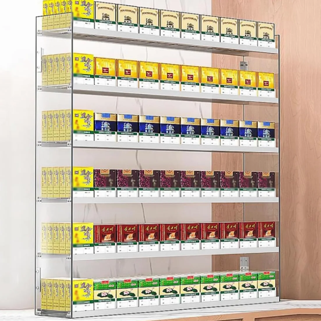 Genérico Expositor de Cigarrillos - Empujador automático de Pared para Venta al por Menor y sobremesa, Organizador de acrílico Duradero para Cigarrillos, Vitrina Ideal para una Mejor presentación en