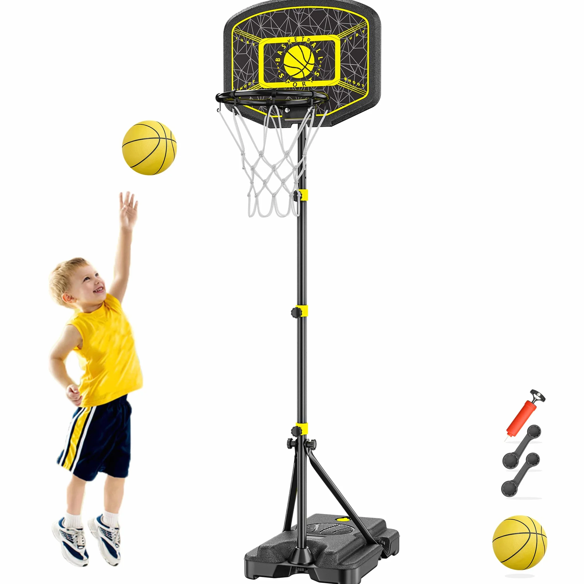 Canasta Baloncesto para Niños Canastas Baloncesto Infantiles Exterior Juego Portátil de Soporte de Baloncesto Ajustable en Altura 110-190cm