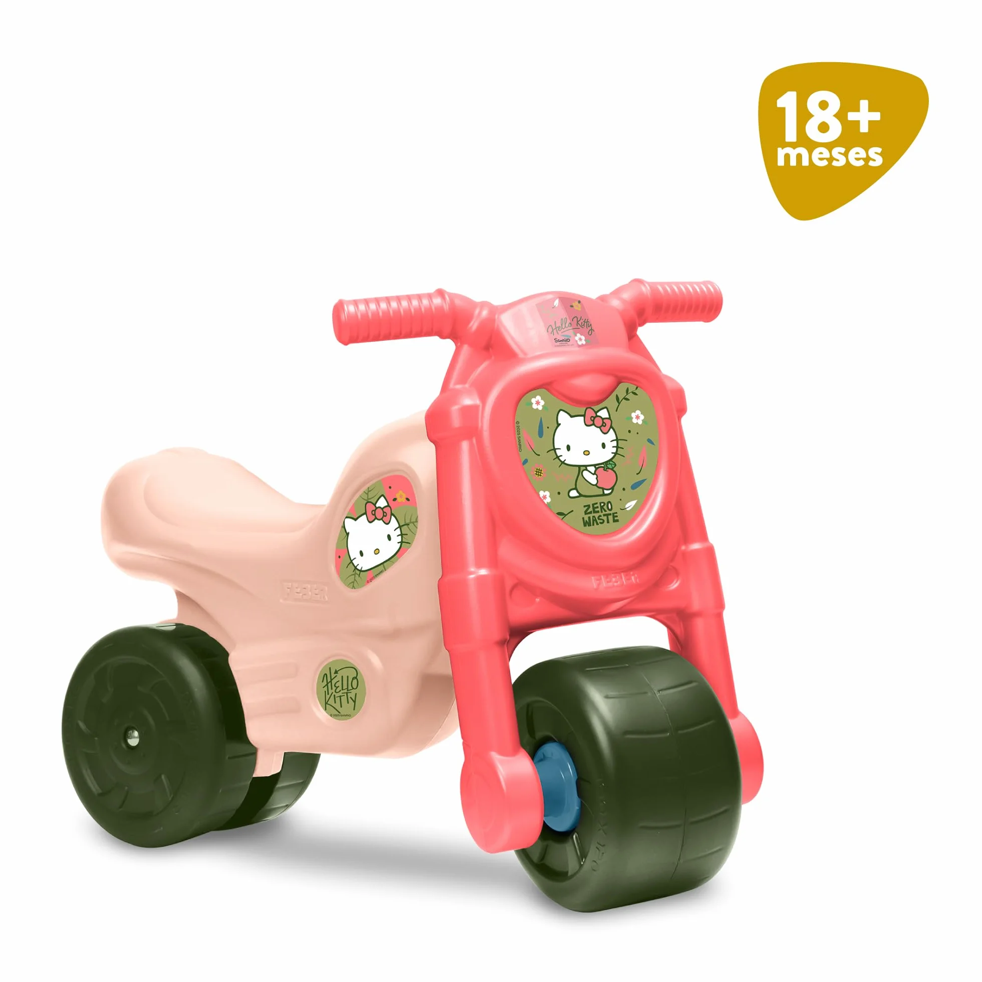 FEBER - Hello Kitty Motofeber, Correpasillos con Forma de Moto y con Pegatinas Divertidas de Hello Kitty, Estable y Seguro, Desarrollo niños y niñas de 18 Meses a 3 años, Famosa (FE200000)