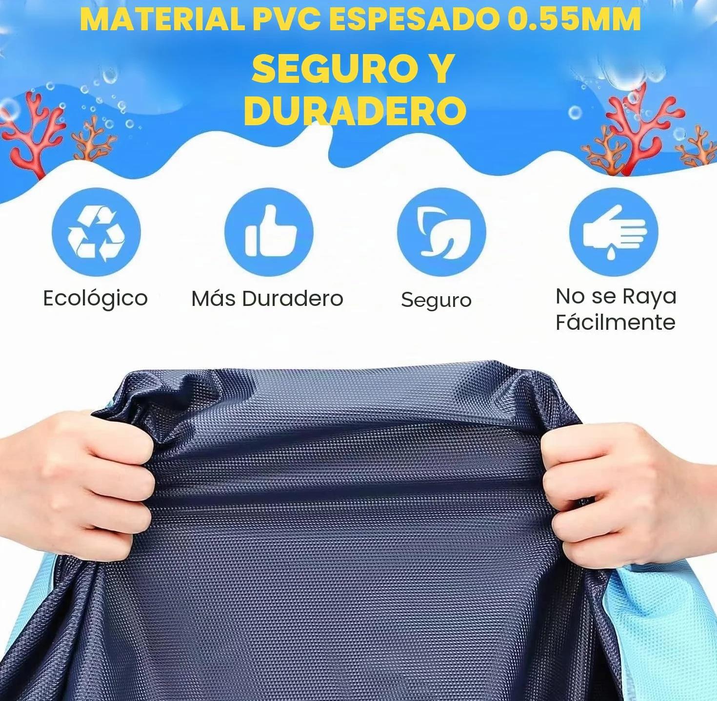 Juegos de Agua para Niños Exterior, Juegos Piscina para Niños, 170CM Splash Pad Juegos Exterior Niños Antideslizante (Azul-170cm)
