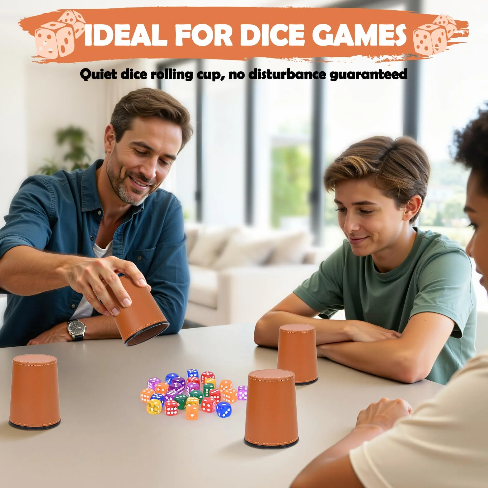 Cubilete Dados Poker, Juego de Dados, 6 Cubiletes Y 36 Dado, Taza de Dados de Cuero, para Juegos De Fiesta Interactivos, Juguetes para Lanzar (Marrón)
