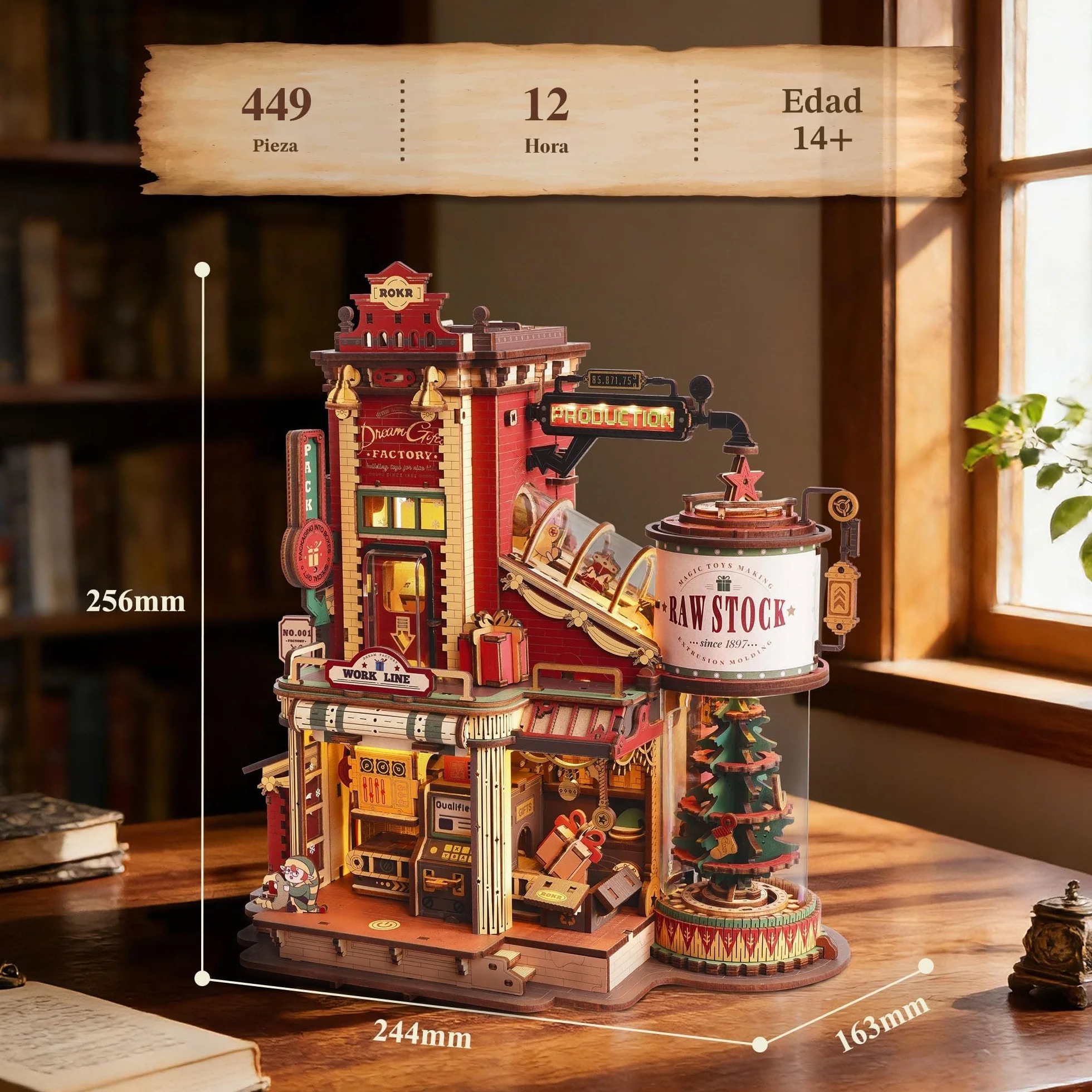 ROKR Puzzle 3D Madera Dream Gift Factory Maquetas para Construir Adultos Regalos de Pascua Navidad Caja de música EAB01