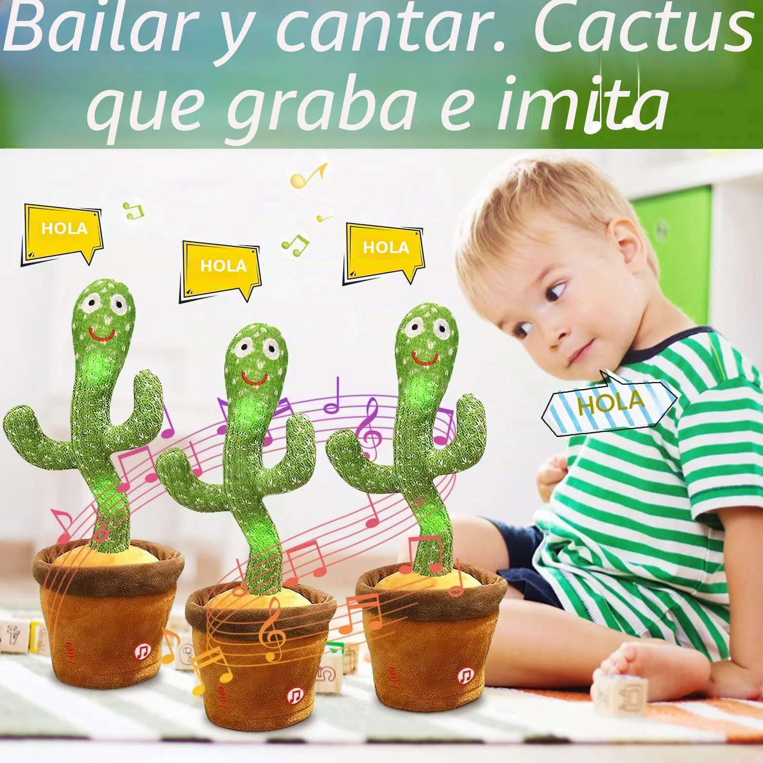 Juguete de Peluche Cactus Bailarín que Baila y Repite tu Voz con Canciones