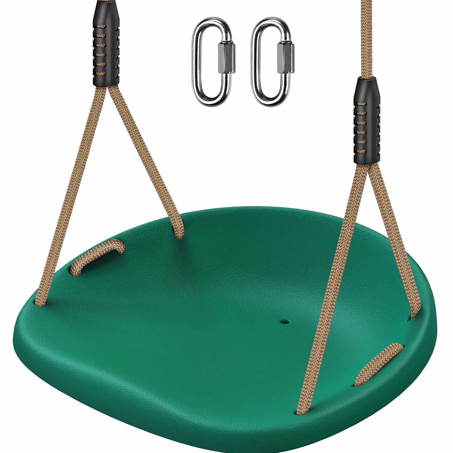 SELEWARE Asiento de columpio de plástico, reemplazo de columpio de árbol antideslizante con cuerda ajustable y 2 mosquetones, juego de columpio de patio de recreo resistente para adultos y niños, para