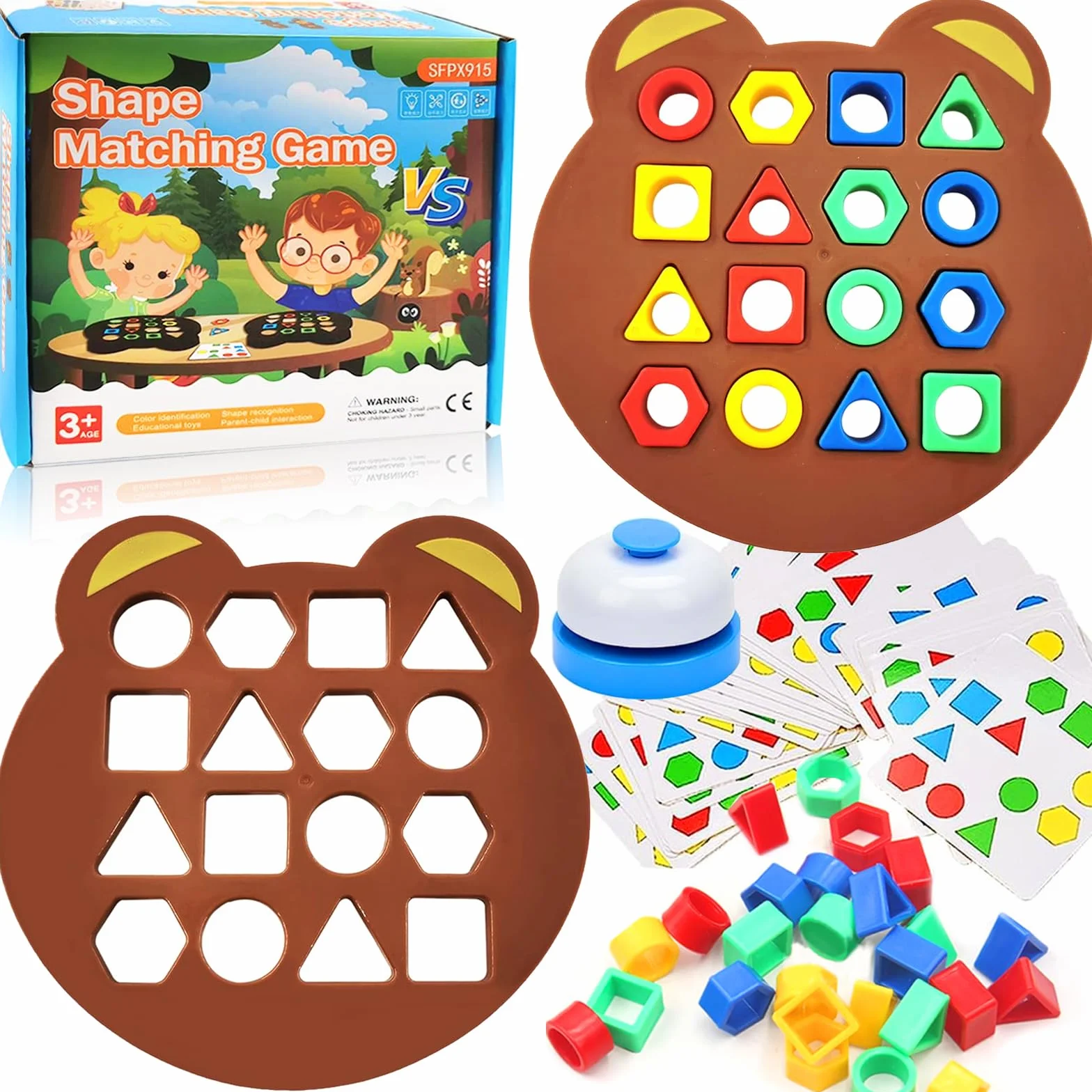Juego De Emparejamiento De Forma con Tarjeta, Shape Matching Game, Color Sensory Educational Toy para niños 3-8 años