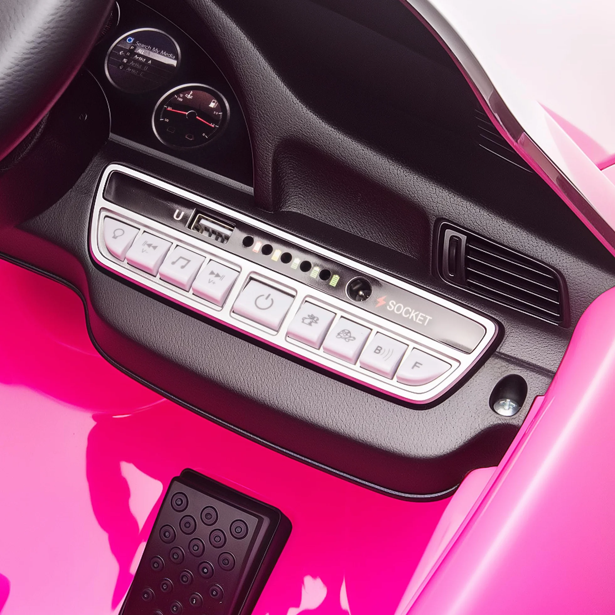 AIYAPLAY Coche Eléctrico para Niños con Licencia RUF CTR 3 Clubsport, Coche de Batería 12V, con Mando a Distancia 2,4 G, Motor Doble, Música Inalámbrica, Bocina, Ruedas Auxiliares y Faros LED, Rosa