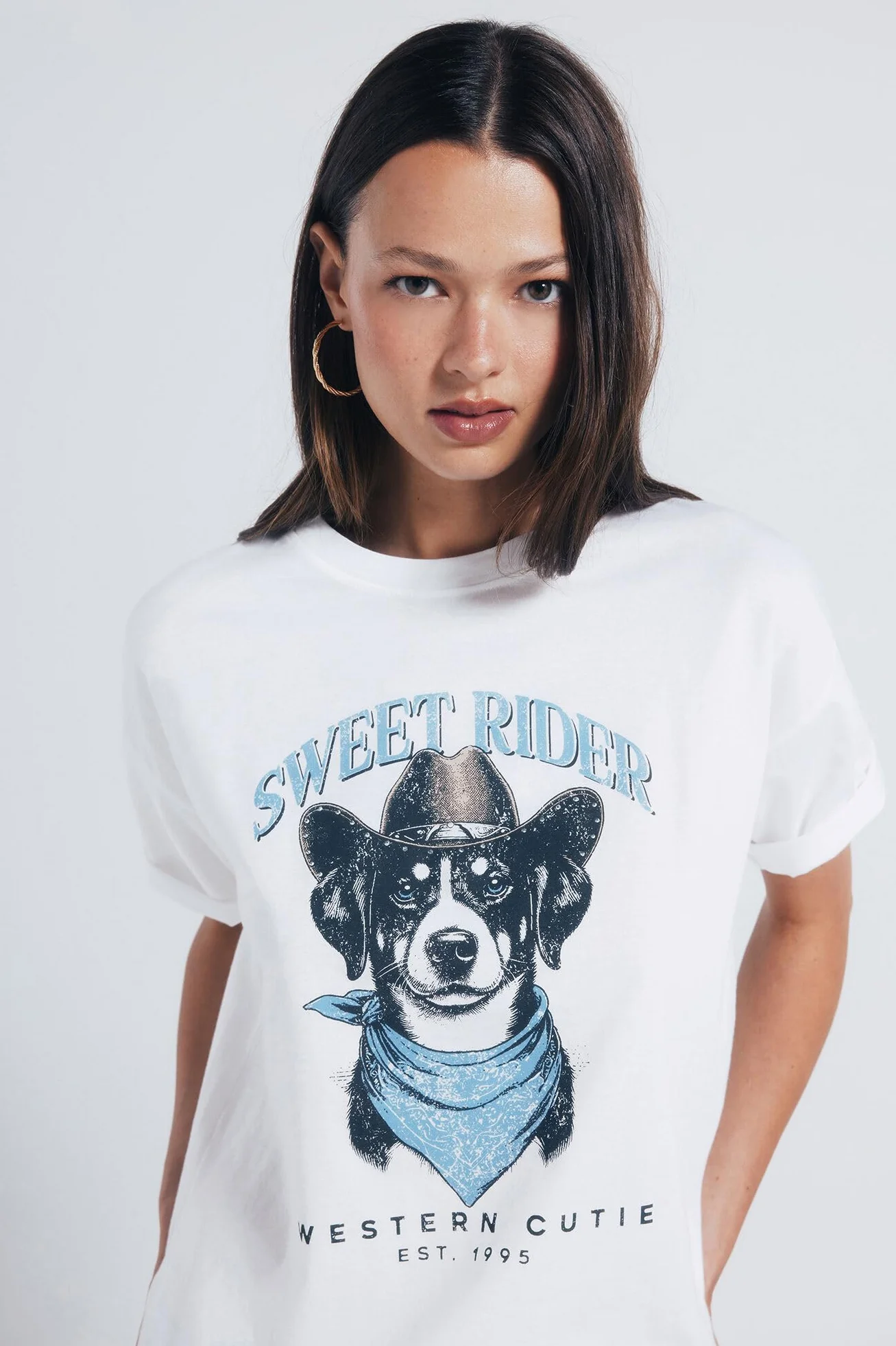 SPRINGFIELD Dog Graphic Short Sleeve T-Shirt for Women