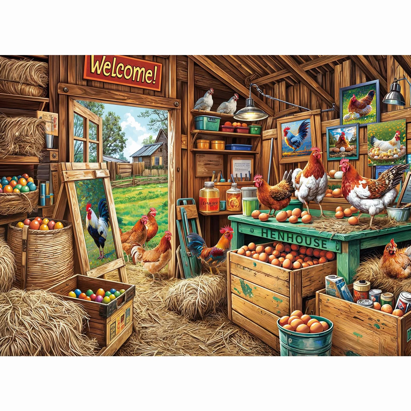 Puzzle de 1000 Piezas, Puzzle para Adultos, un desafiante acertijo, Juegos de Rompecabezas para Toda la Familia, Regalos para Mujeres, Regalos para Hombres, Tema: gallinero