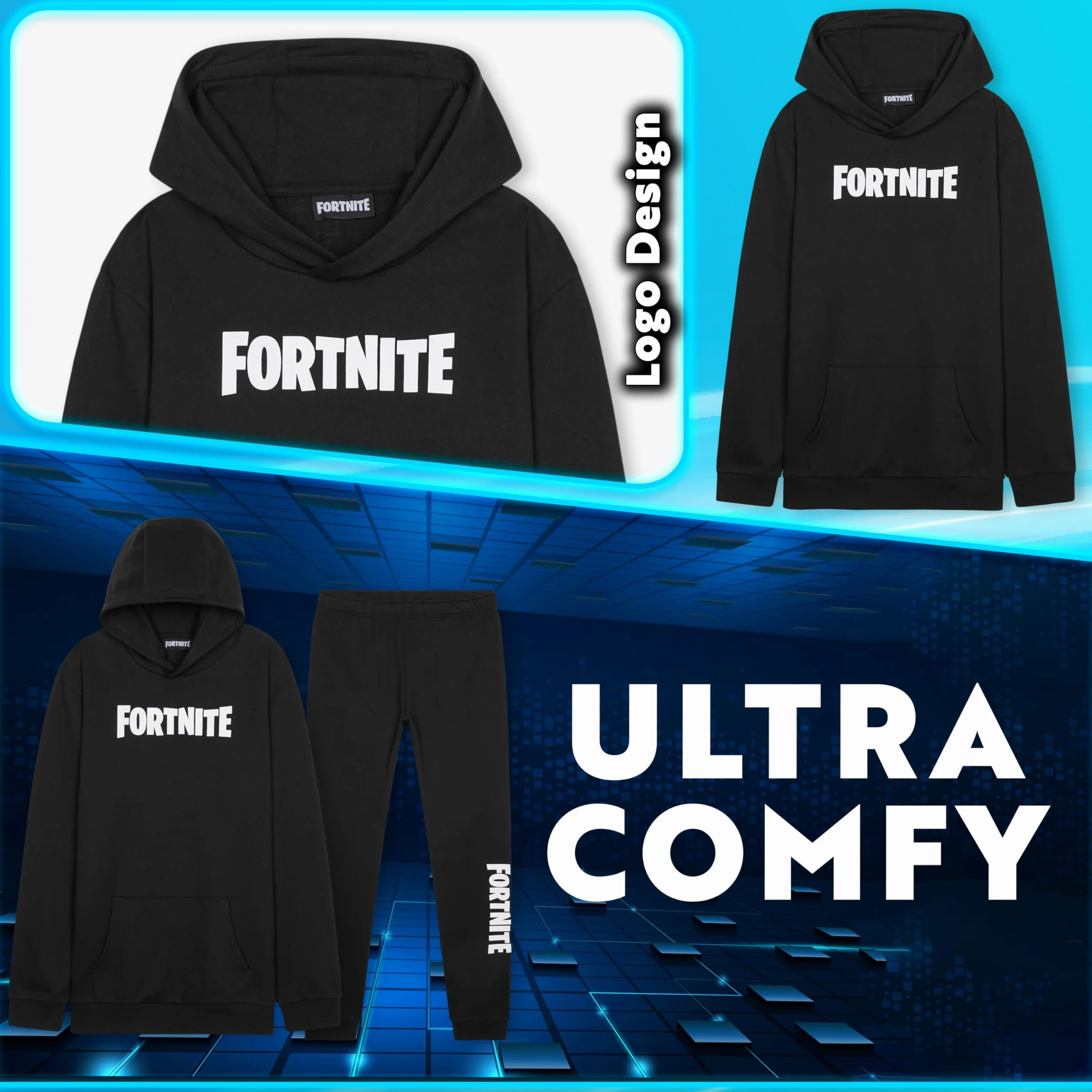 Fortnite Chándal Niño Sudadera con Capucha y Pantalón Ropa Deportiva Infantil Cálida