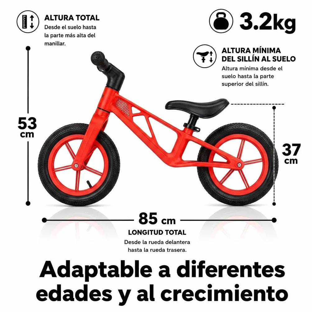 Edibaby, Bicicleta Niño 2 Años, Sin Pedales, Bici Infantil para Aprender Equilibrio, 2 a 5 Años, hasta 25 kg, Ideal como Juguete y Regalo