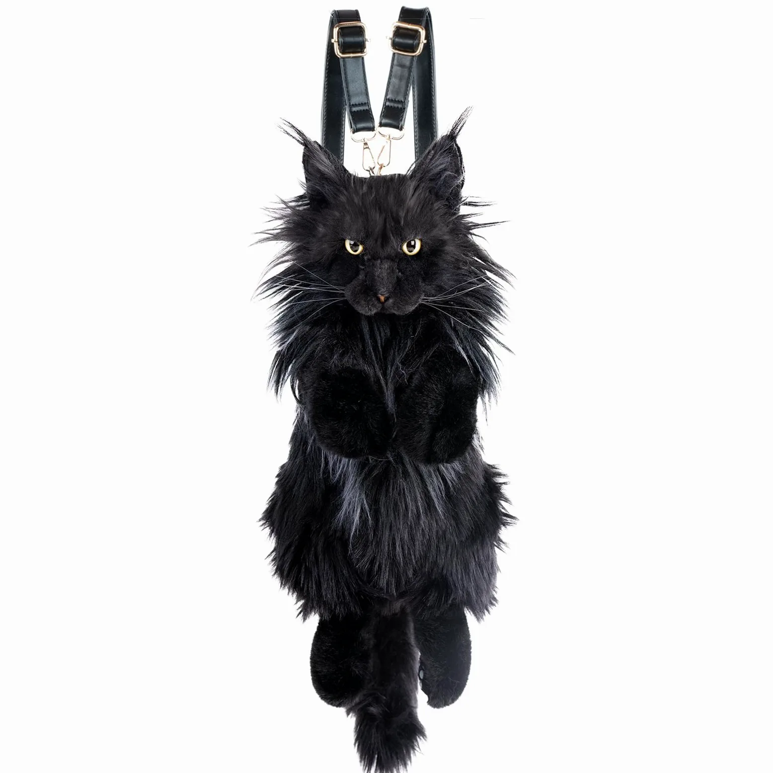 Chongker Juguetes de peluche hechos a mano realistas de peluche compañero de mascotas regalos para mujeres cumpleaños aniversario (bolsa negra), Mainecoon Negro, L