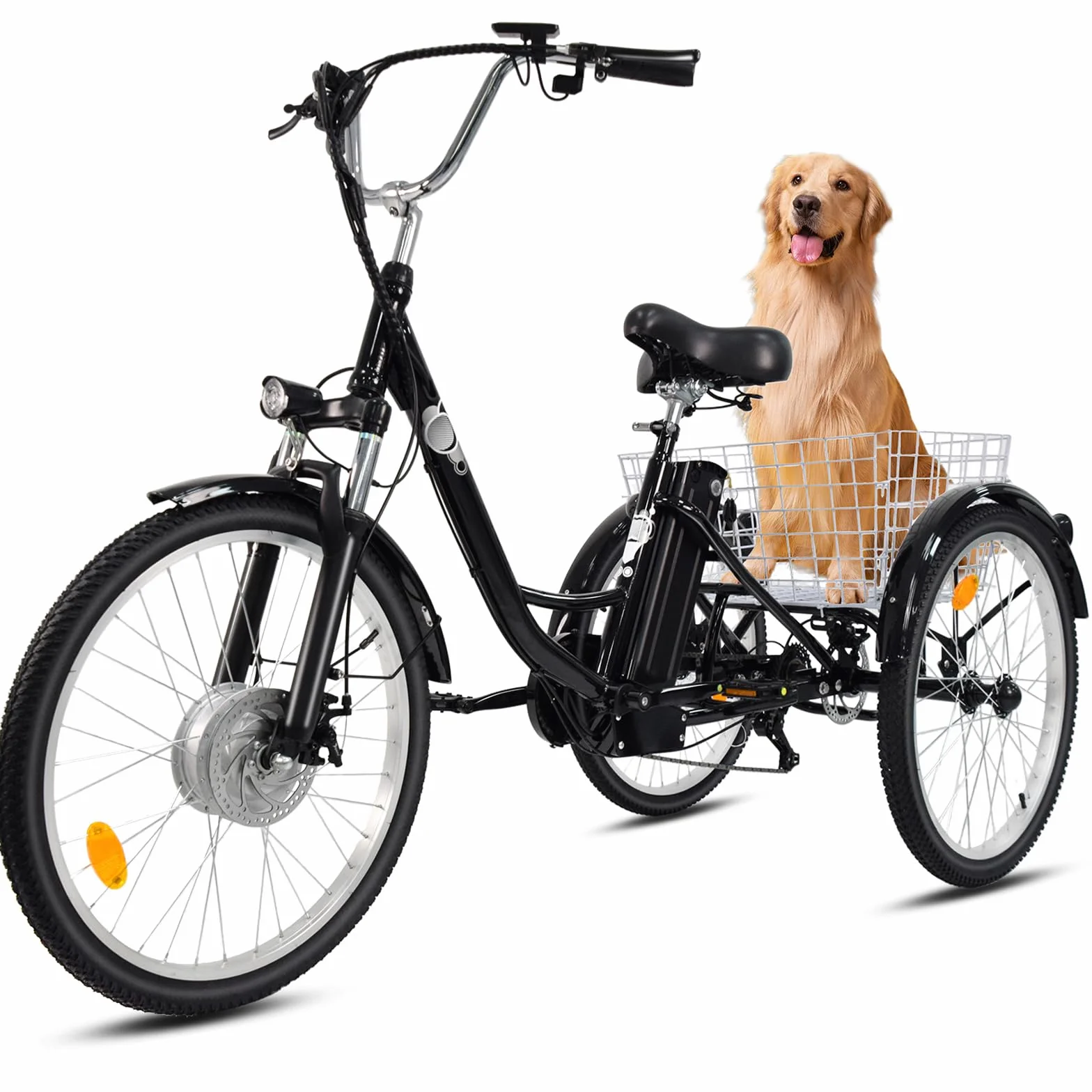 Triciclo eléctrico para adultos, 24 pulgadas, plegable, para hombre y mujer, 3 ruedas, con batería de litio de 36 V, 15 Ah, motor de 250 W, pantalla LCD, velocidad 25 km/h