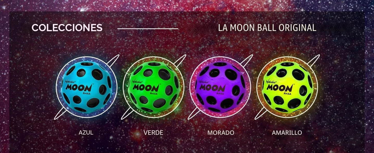 Waboba Moon Ball – Pelota de Goma de Salto más Alta – Diseño Original Patentado – cráter de Pelota Produce un Sonido de Rebote al impactar – Fácil de agarrar – Flummies para niños