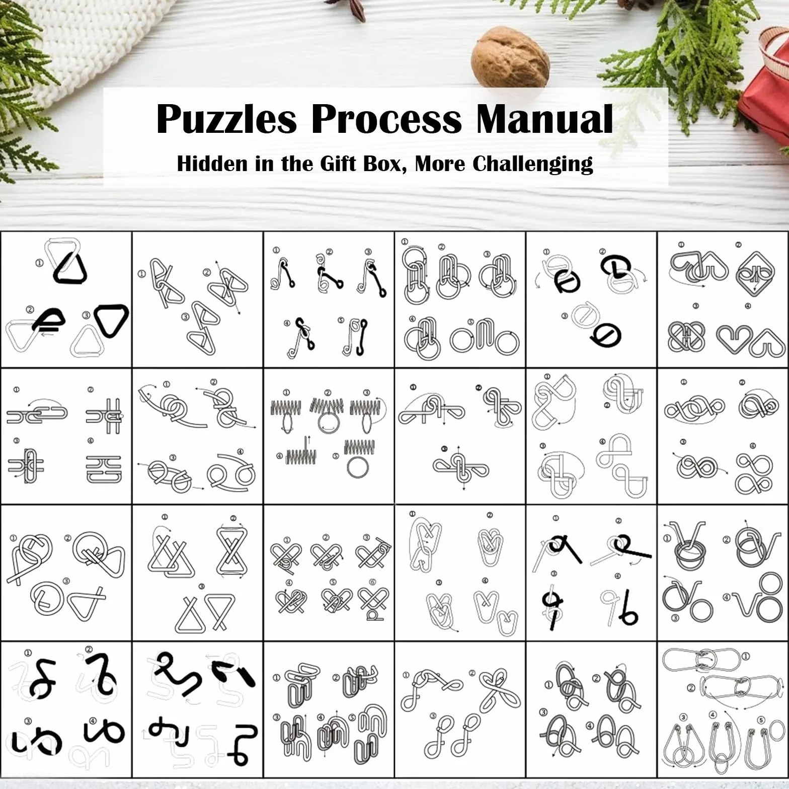 GEEKEO Calendario Adviento 2025 para Niño y Adultos Rompecabezas de Metal con 24 Sorpresas, Christmas Calendario Adviento Regalo para Niños y Niñas