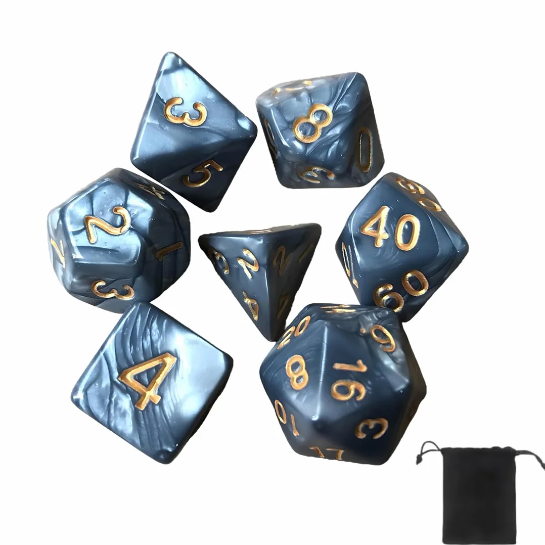 Juego de Dados Poliédricos para Varios Juegos, 7 Piezas, Dados de Rol con 20 Caras, Dados de Colores con Bolsas para